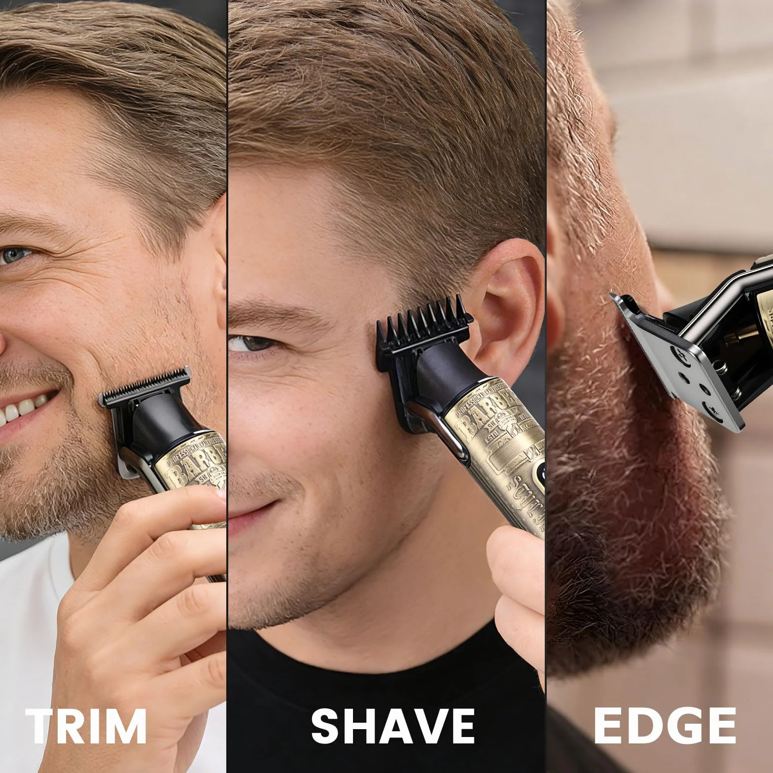 Tondeuse Barbe Homme Professionnelle Charge Type C IPX6 Kit Complet avec 4 Sabots Magnétiques