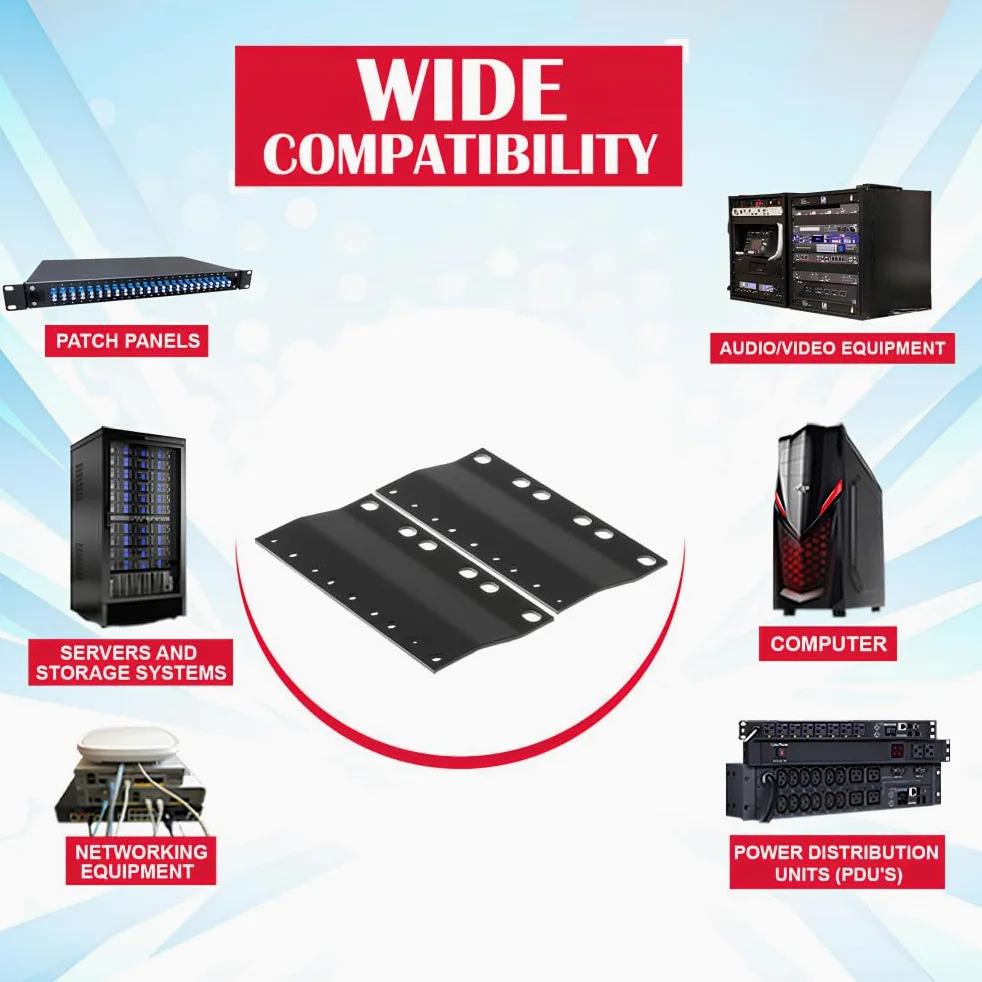 CablesAndKits Adaptateur rack 3RU (unité 3 racks), convertit un rack de 58,4 cm à un espacement de 48,3 cm, pour ordinateurs, serveurs ou équipements réseau