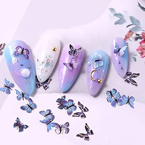 Flocons de bois 3D papillon décoration ongles