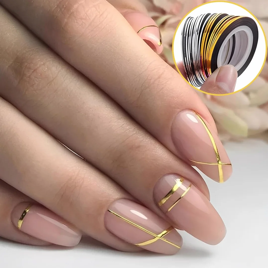 Ruban à rayures à ongles, autocollant nail art, décoration ongle bricolage 20 pièces