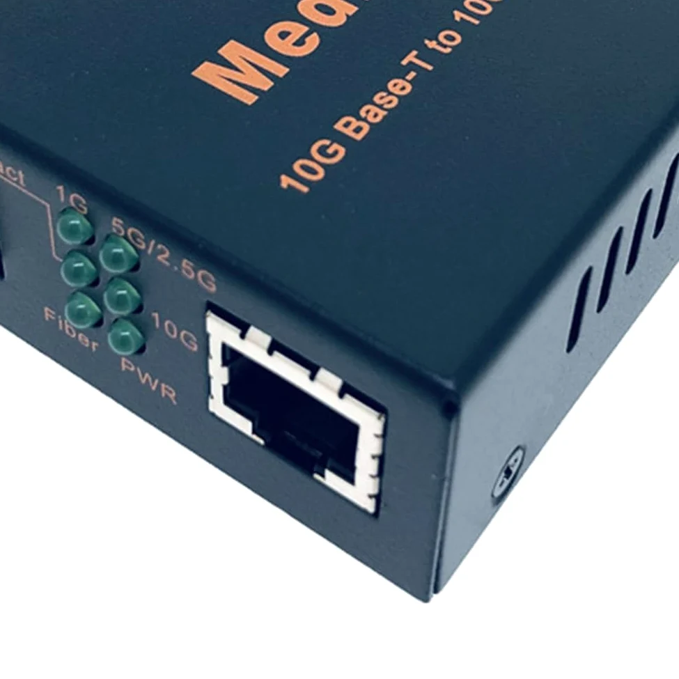 Convertisseur de Média en Fibre Optique + à + 10Gbps, Commutateur Ethernet 10Gbps RJ45 100M/1000M/10G, Prise EU.