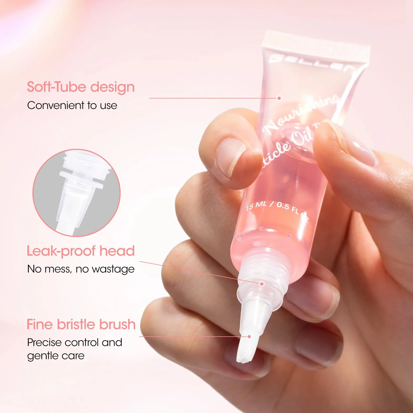 Huile Cuticules Ongles 15ML Avec Brosse Douce - Huile De Soin Ongle Nourrissante Riche En Huile de Jojoba et Vitamine E