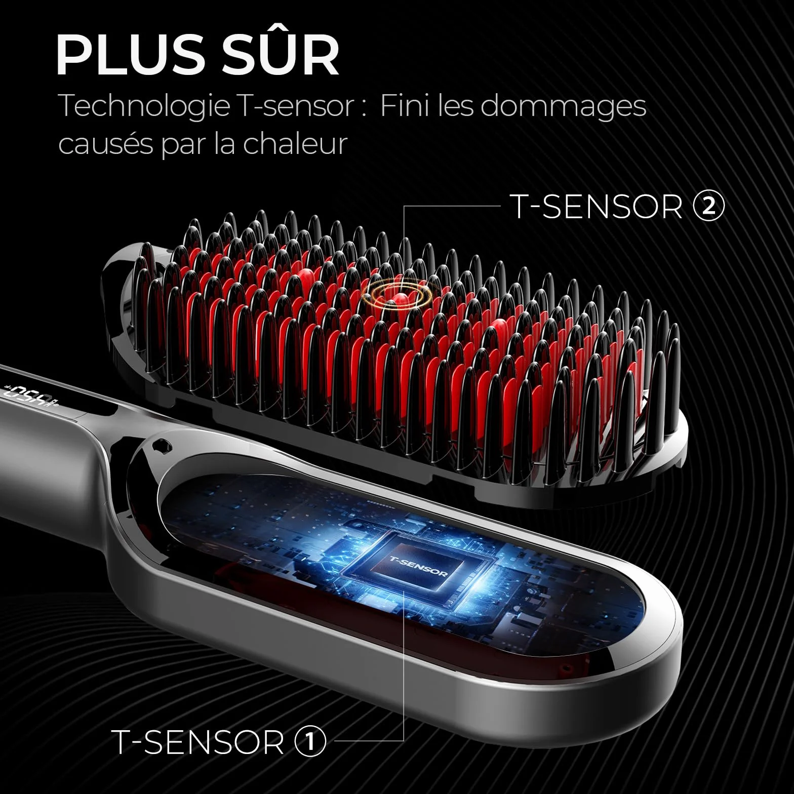 TYMO Ionic Plus Brosse Lissante Ionique Cheveux Professionnel, 16 Températures 80-230℃, Écran LCD, Double Tension