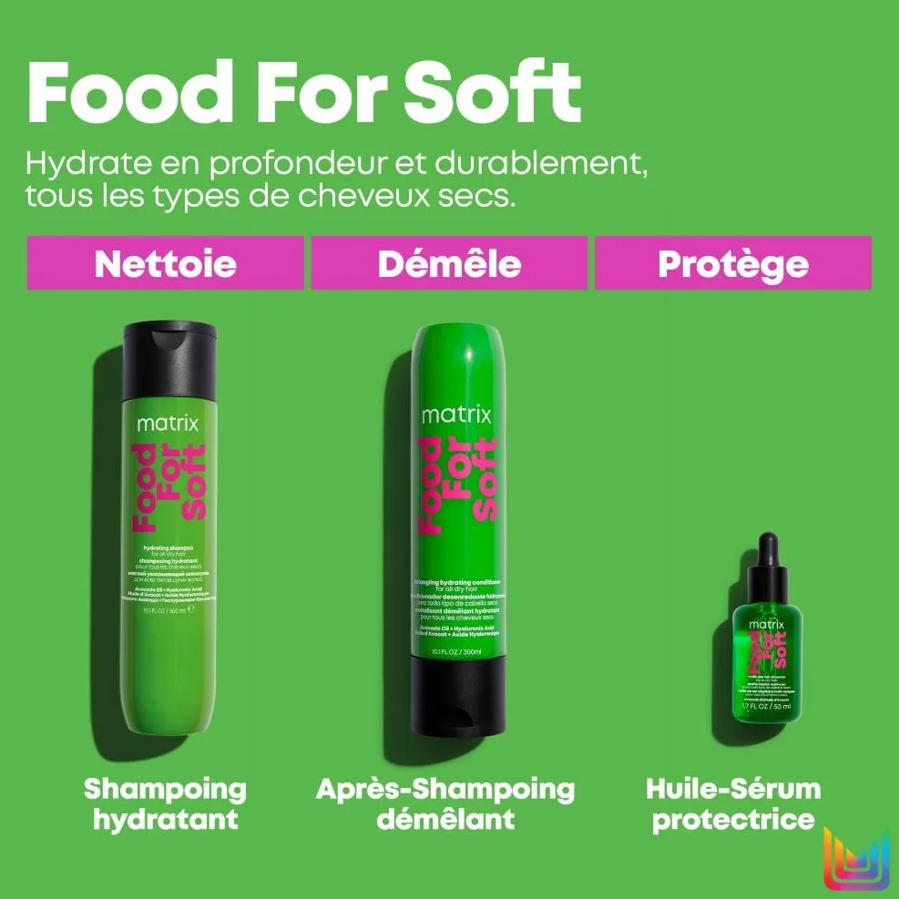 MATRIX Huile-Sérum Capillaire Sans Rinçage Multi-Usage Food Fort Soft Soin Hydratant 72 h Rétention Hydratation Cheveux Secs 50 ml