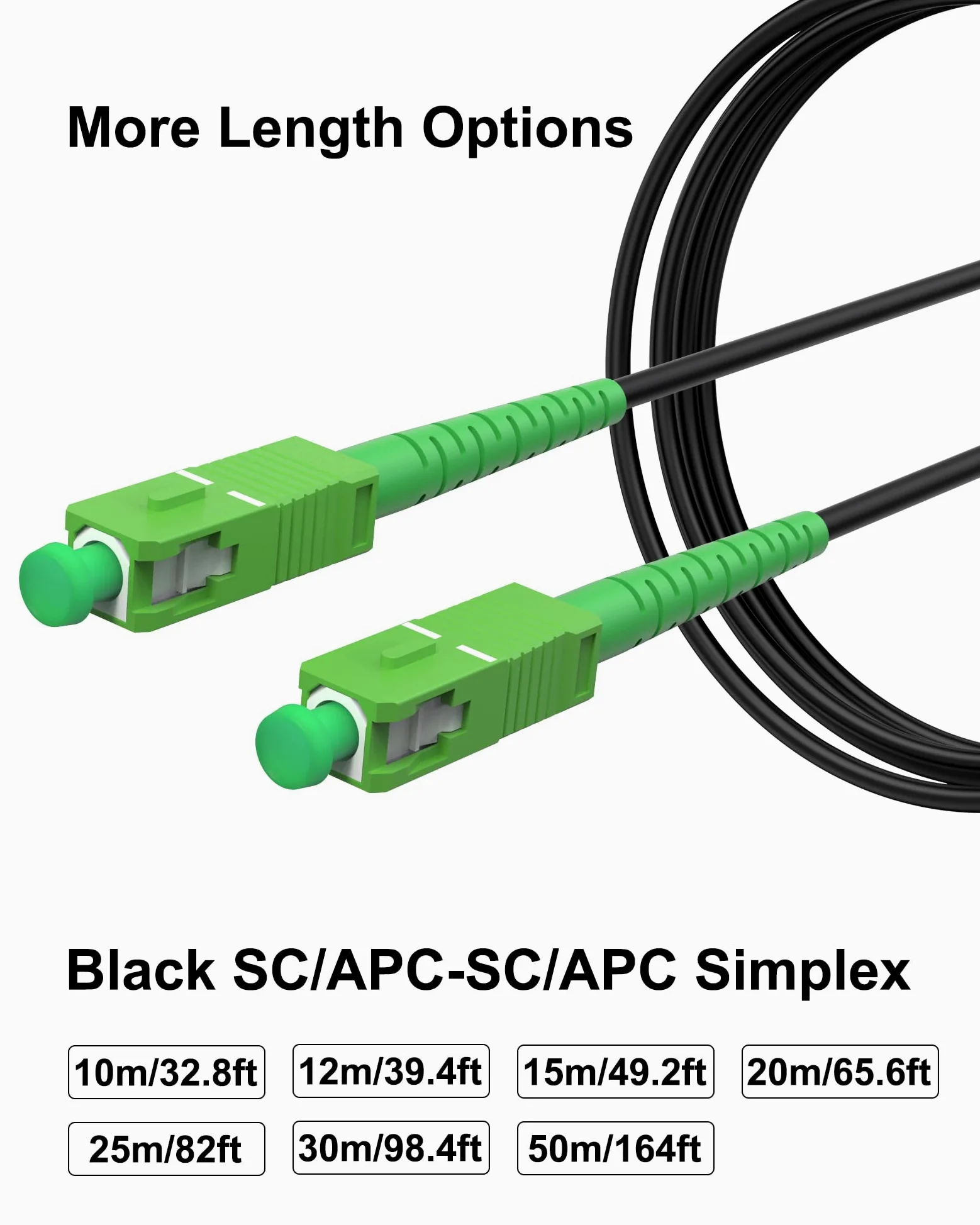 Rallonge de câble Internet en fibre optique SC/APC SC/APC vers SC/APC - Câble de raccordement en fibre blindée SC vers SC - Cordon de raccordement en fibre optique monomode OS2 SIMPLEX SMF,