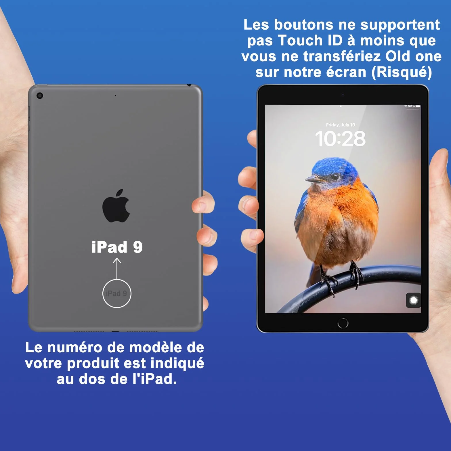NB+ Écran Tactile iPad 5ème Génération 9.7" Remplacement 2017 Digitizer Adhésif Pré-installé A1822 A1823 Noir