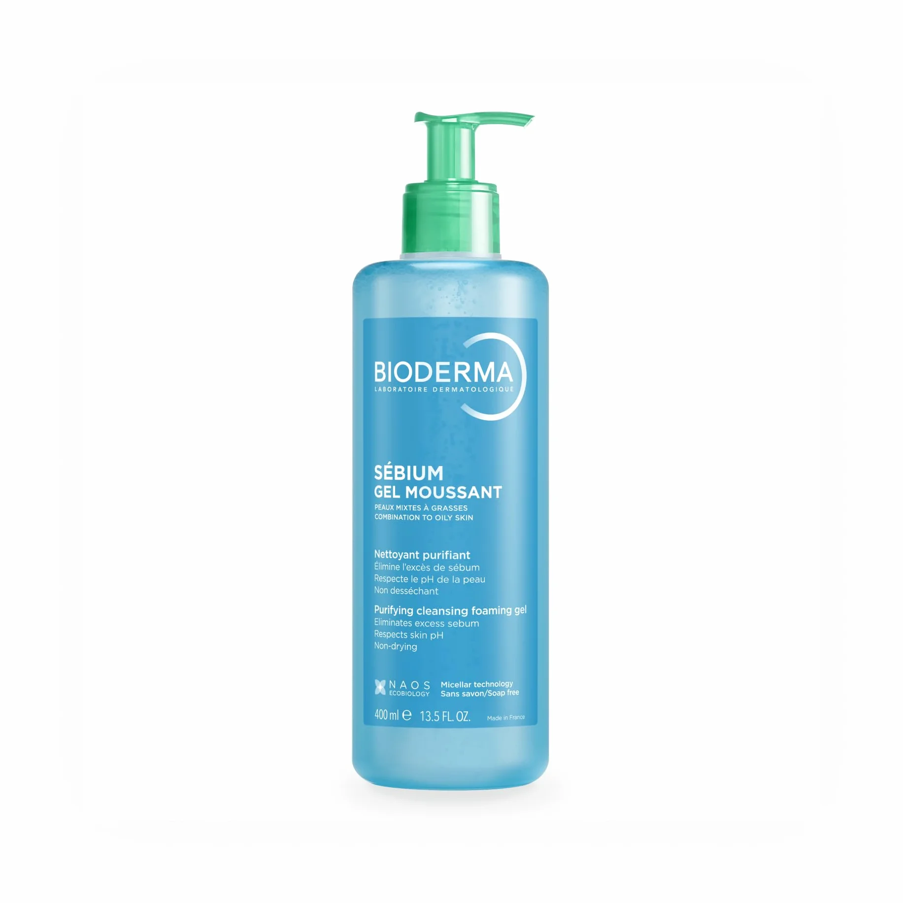 BIODERMA Sébium Gel Moussant Nettoyant Purifiant Doux 400 ml