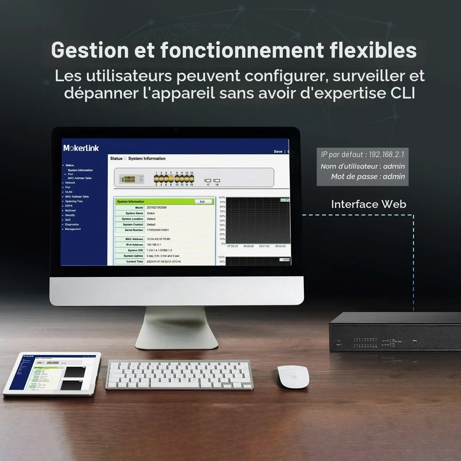 MokerLink 16 Port 2.5G Commutateur Ethernet Géré Managed avec 2x10G SFP, 16x2.5G Base-T Ports, supporte LACP/VLAN/QOS/IGMP, Commutateur réseau RackMount sans ventilateur en métal géré via le Web