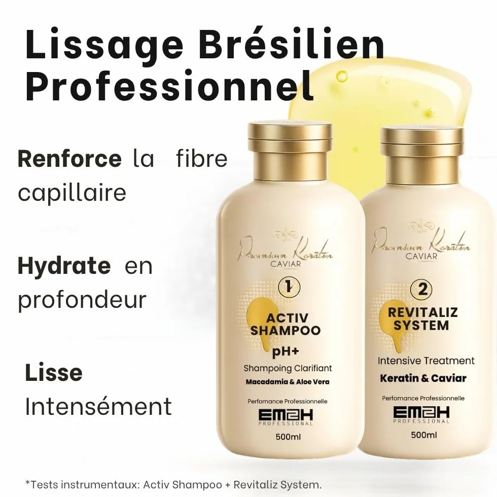Kit Lissage Brésilien Keratin Caviar Soin lissant à la kératine 2 x 500 ml