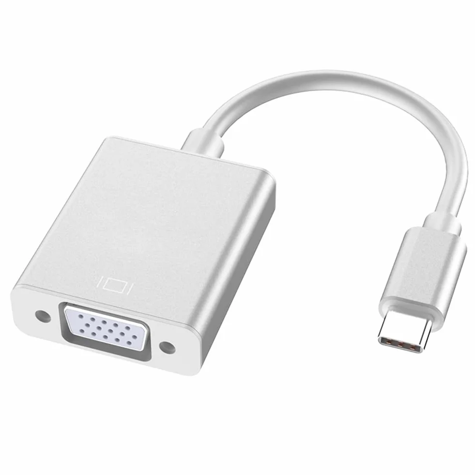 SELIACR Adaptateur USB C vers VGA Thunderbolt 3 mâle vers VGA femelle pour Chromebook MacBook Pro Lenovo Dell XPS 13