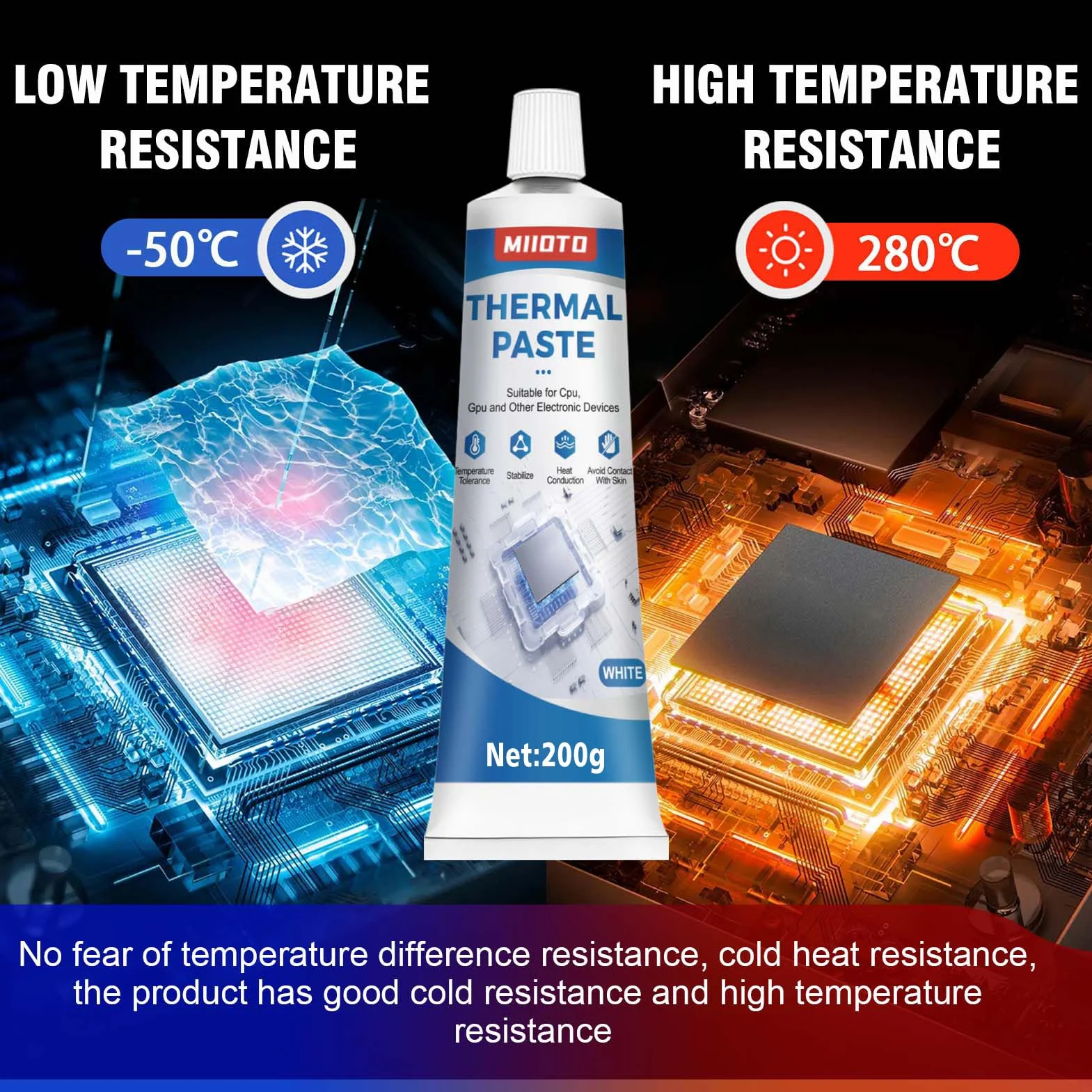 Miioto Pâte Thermique 200g Résistance Haute Température Refroidissement Processeur