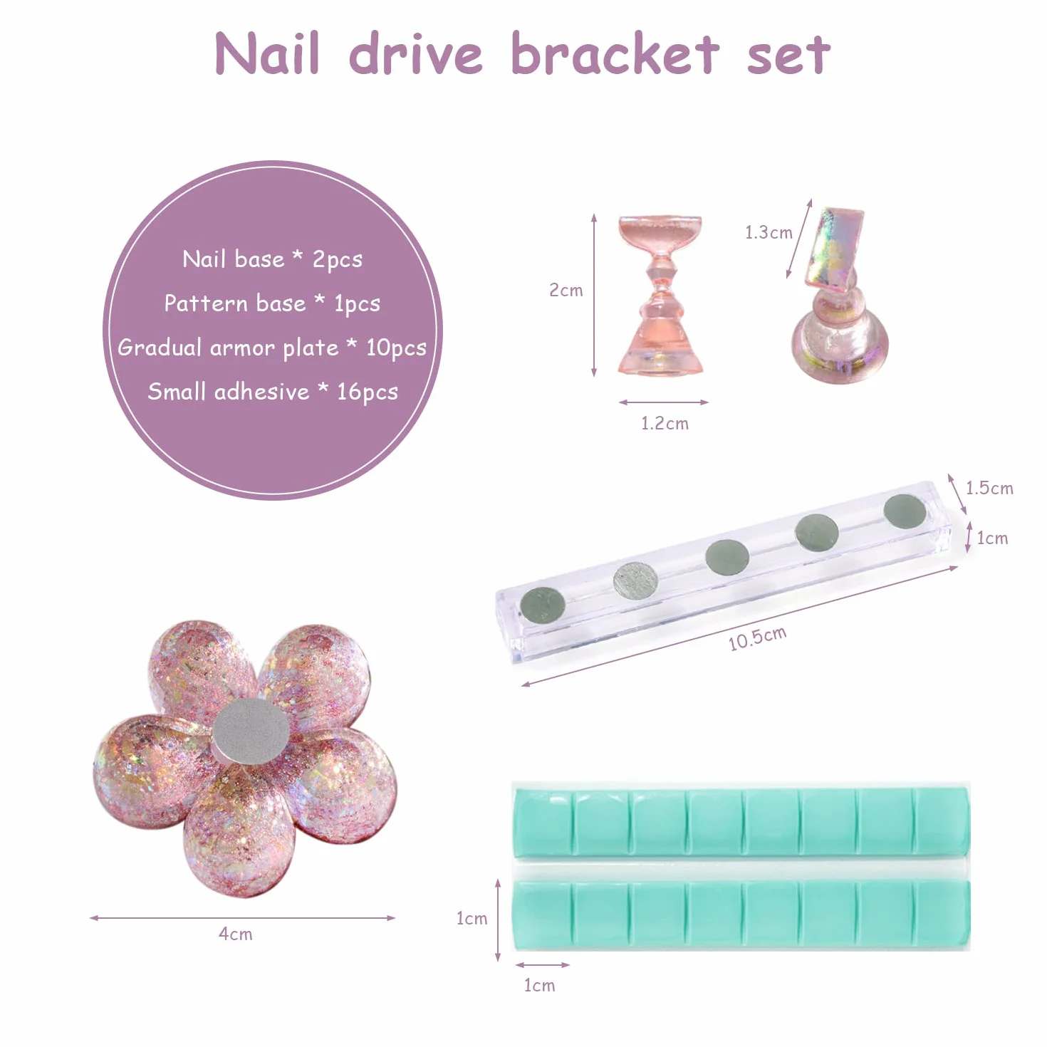 Support d'art d'ongle magnétique rose 10 pièces, présentoir peinture ongle outil pratique faux ongles avec 3 bases