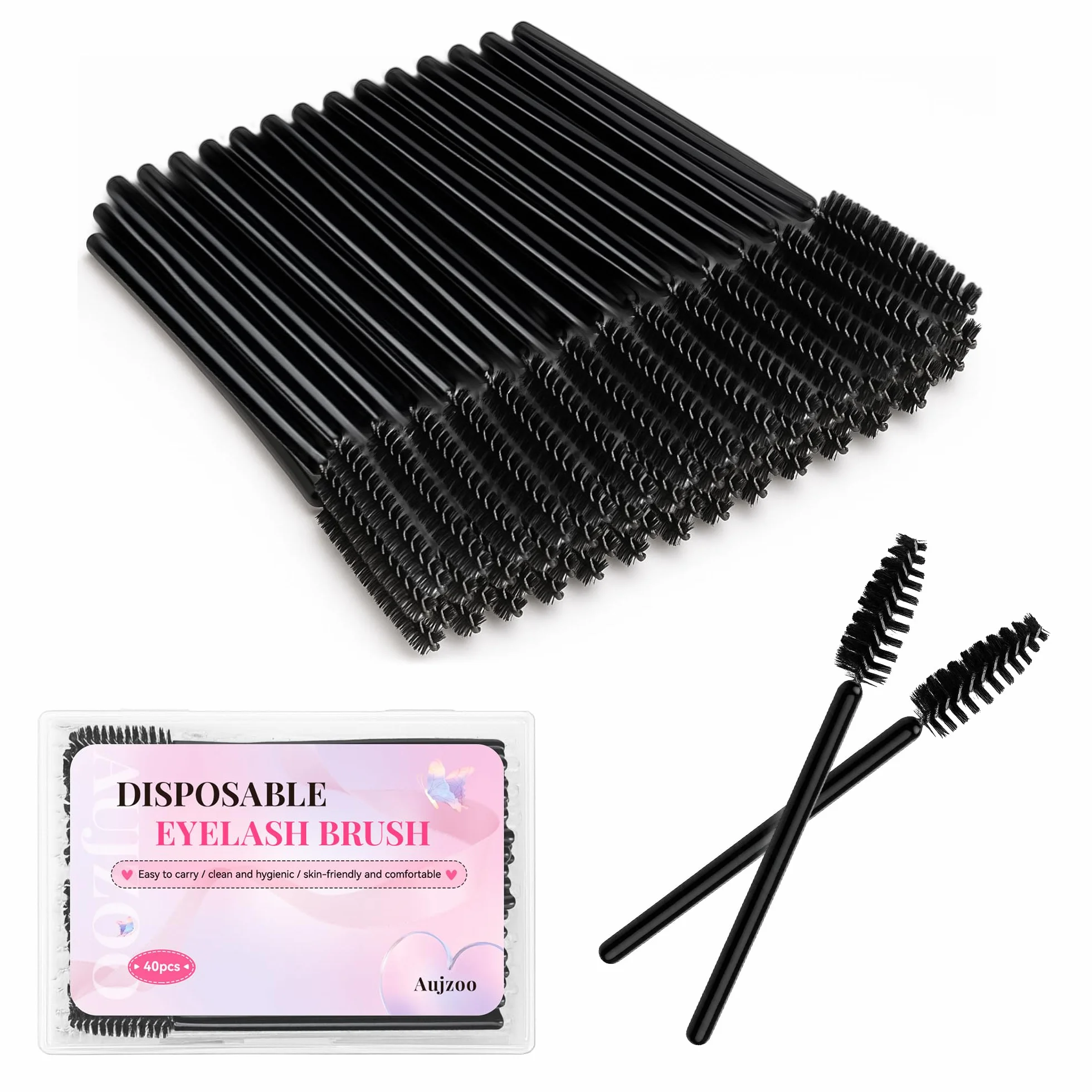 Lot de 40 pinceaux à cils et sourcils, brosse à huile de ricin, outils de maquillage