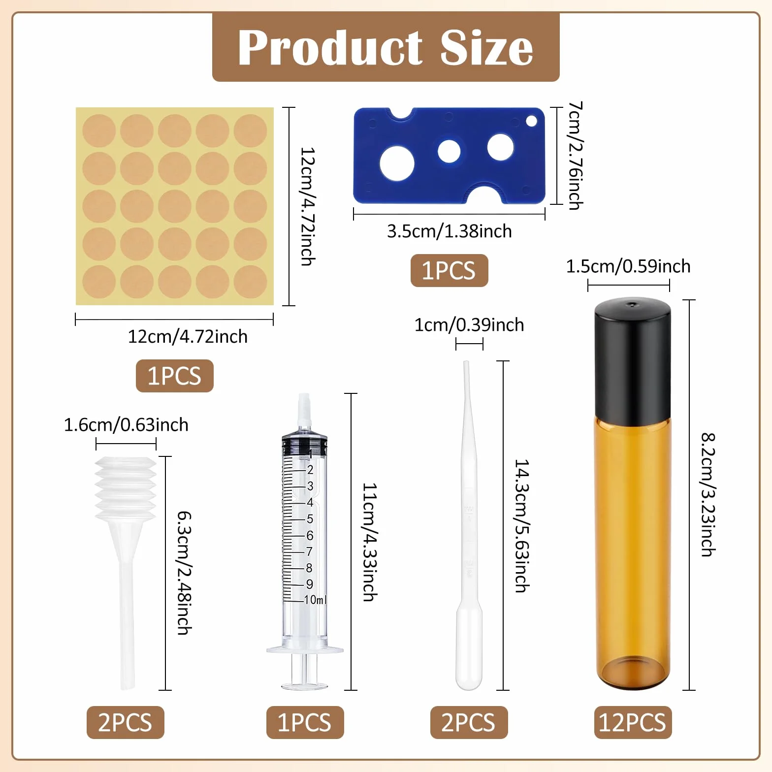 Bouteilles à Huile Essentielle en Verre 10ml Flacons Roll-on Rechargeable Marron Vide pour Aromathérapie Massage