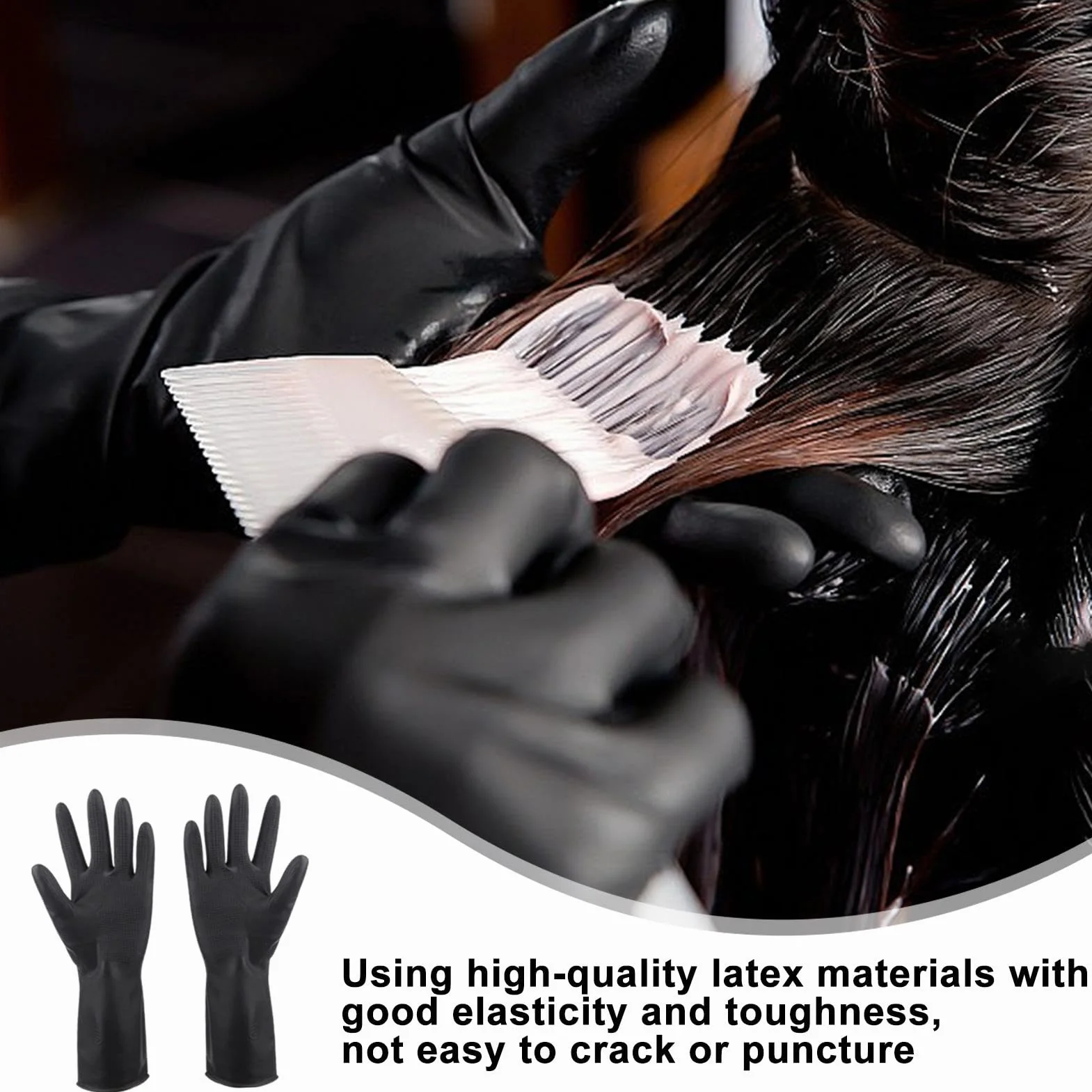 Gants de Teinture Cheveux Latex Professionnels Respirants Sans Poudre Antidérapants Tailles S M L