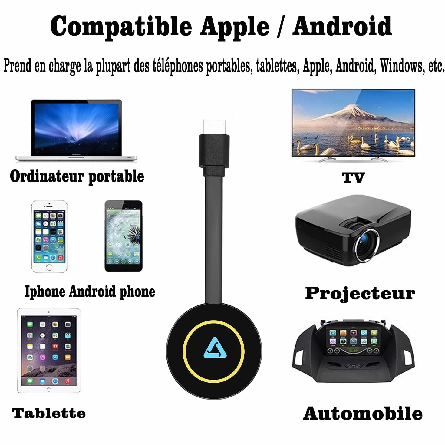 Miracast HDMI Dongle Wireless 2.4GHz Compatible iPhone iPad Android
