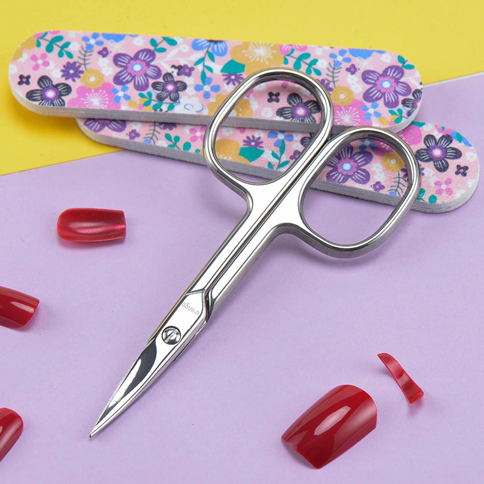 LIVINGO Ciseaux de manucure acier inoxydable lame incurvée 8,9 cm Kit toilettage ongles