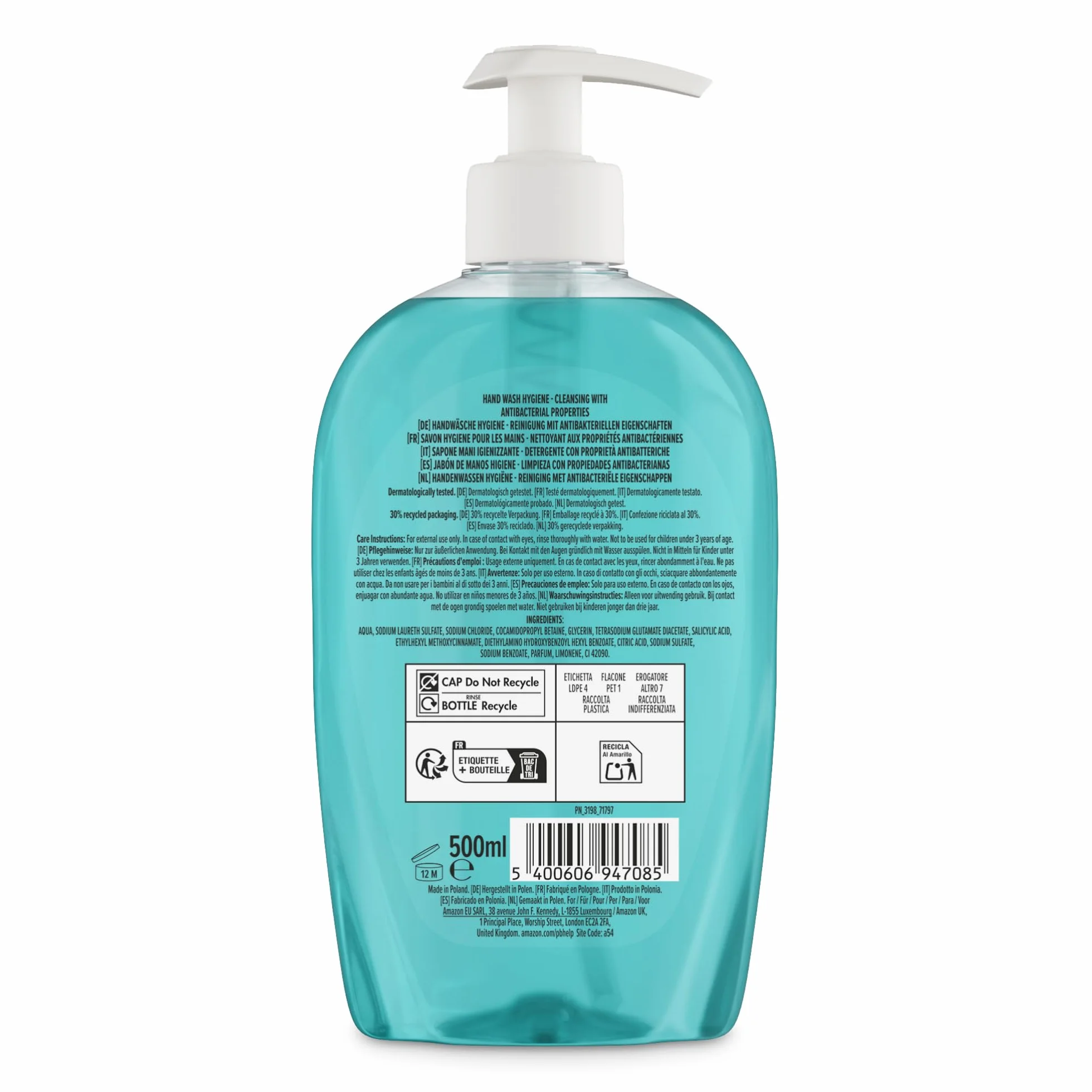 Amazon Nettoyant pour les mains Hygiène 4 x 500 ml