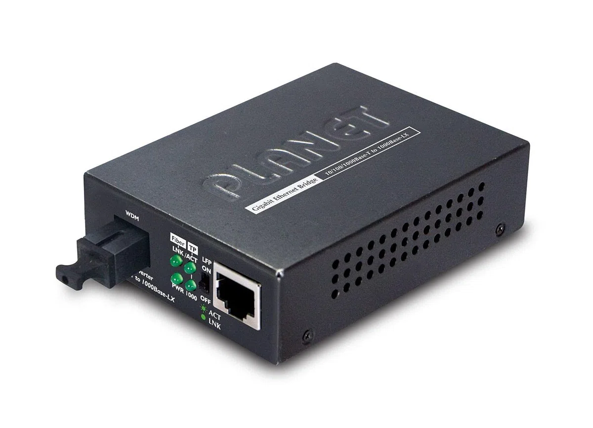 PLANET Convertisseur multimédia Singlemode BiDi WDM 10/100/1000Base-TX vers 1000Base-LX SC jusqu'à 15 km Tx1310 nm / Rx1550 nm