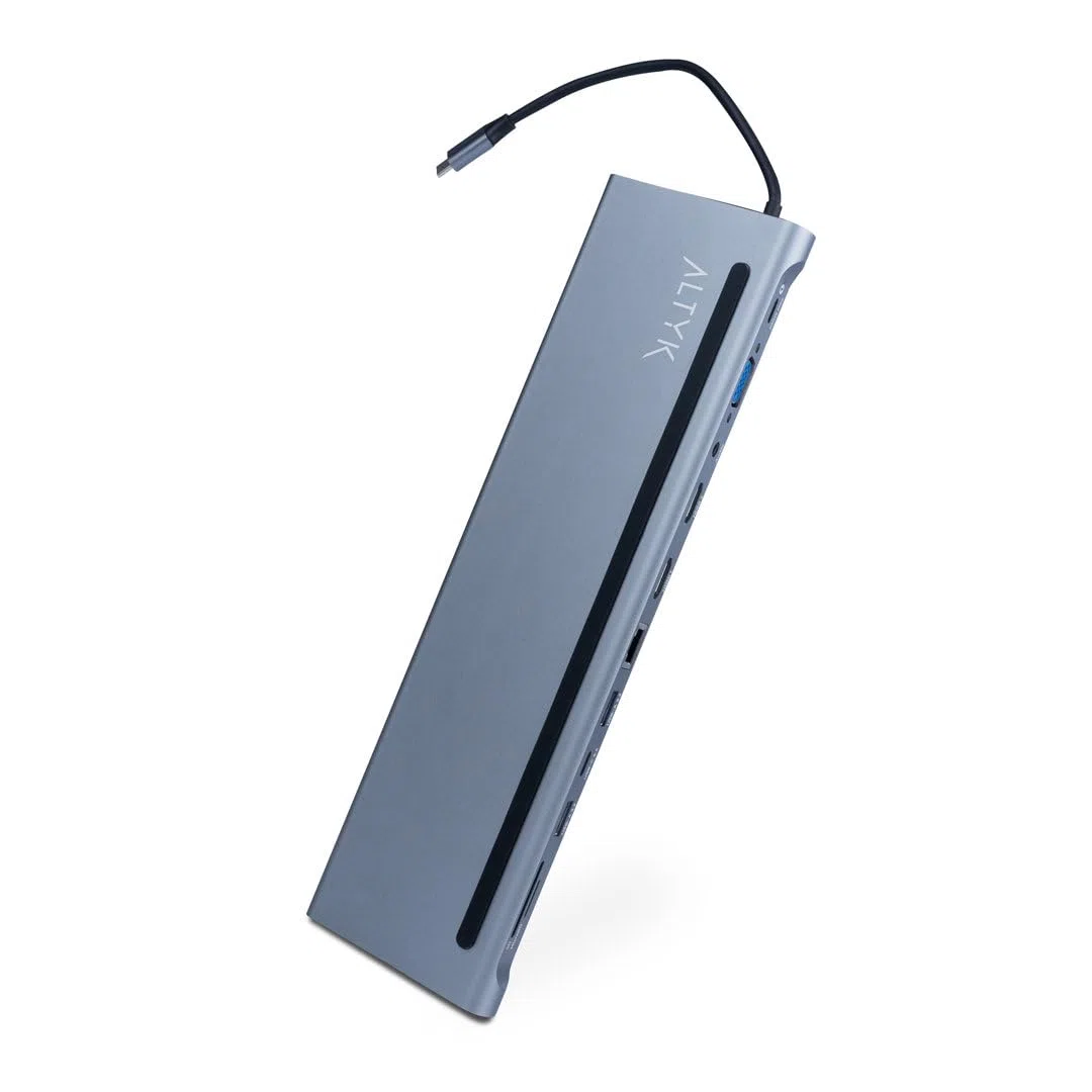 ALTYK Station d'accueil 12-en-1 - Station d'accueil USB-C 2xHDMI/VGA/USB 2.0/3x USB 3.0/Ethernet Gigabit/Audio/microSD/SD/USB-C avec Power Delivery 100W (18 cm)