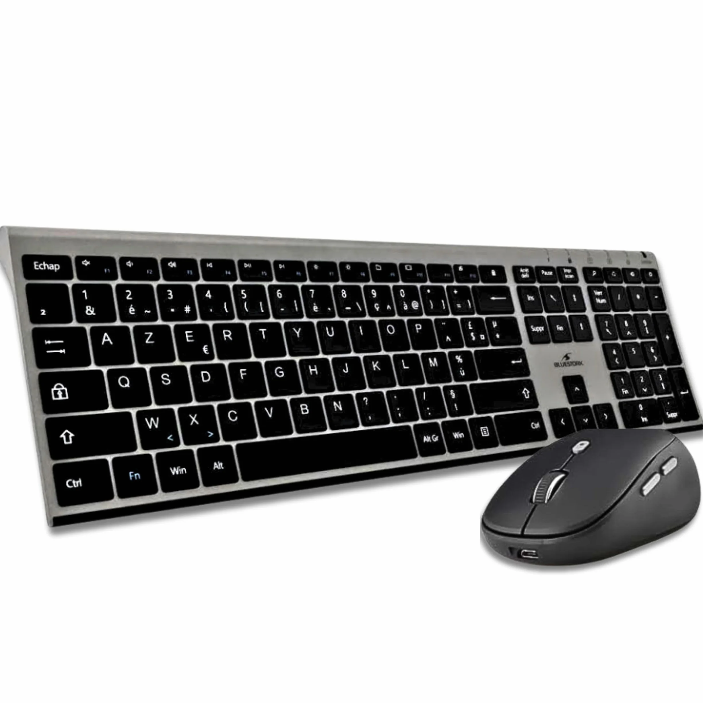 BlueElement Pack Clavier et Souris sans Fil Grapheme Wireless Smart Dongle AZERTY FR Noir