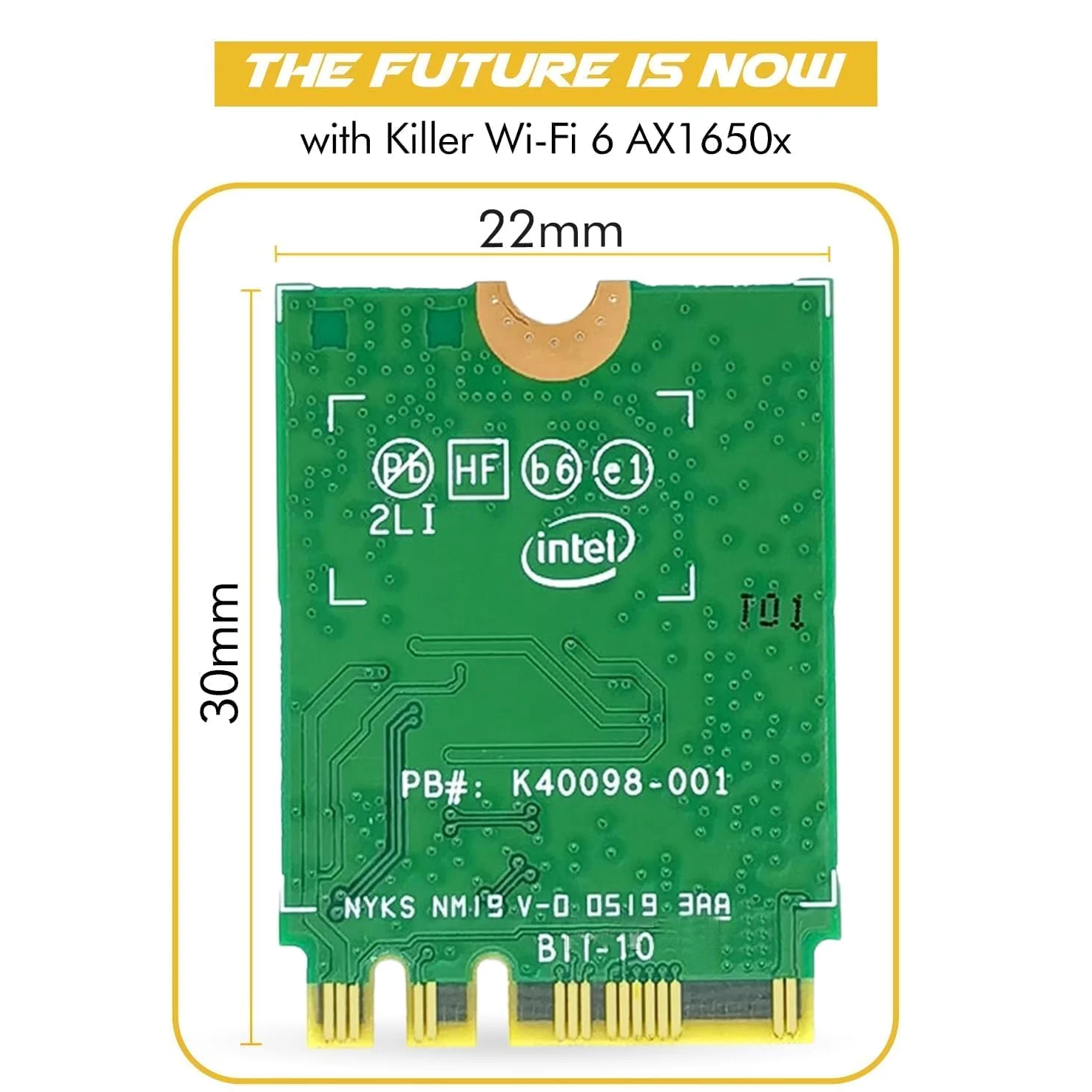 AX1650x Killer Series WiFi 6 Upgrade | Gaming WiFi Adapter | M.2 WiFi Card for PC | 2.4 Gbps WiFi for PC | Supports Bluetooth 5.2 & Intel, AMD, Windows 10+, Linux (AX1650x)