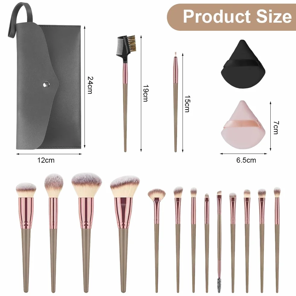 Vicloon Ensemble de pinceaux cosmétiques 15 Pièces Professionnels Set Synthétiques