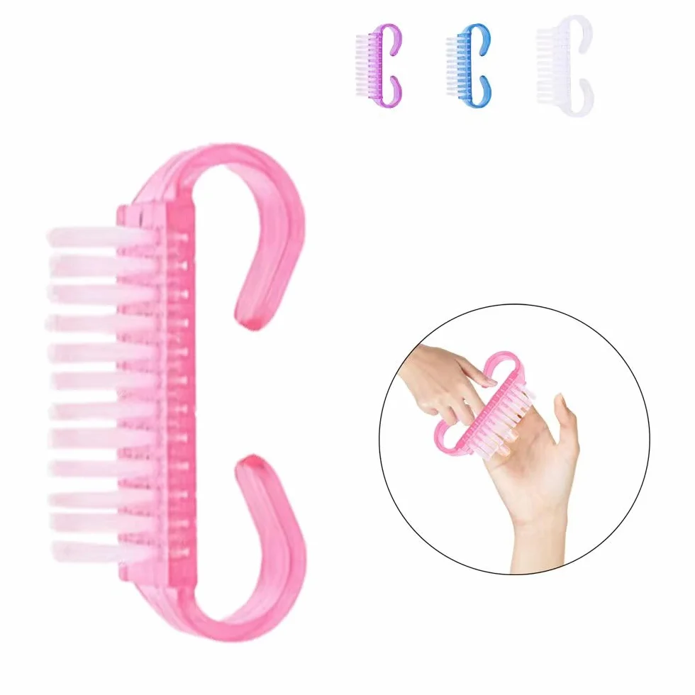 Brosse Ongle 4 Pcs Nettoyage Mini Brosse à Ongles Manche Outil Nail Art Violet Rose Bleu Transparent