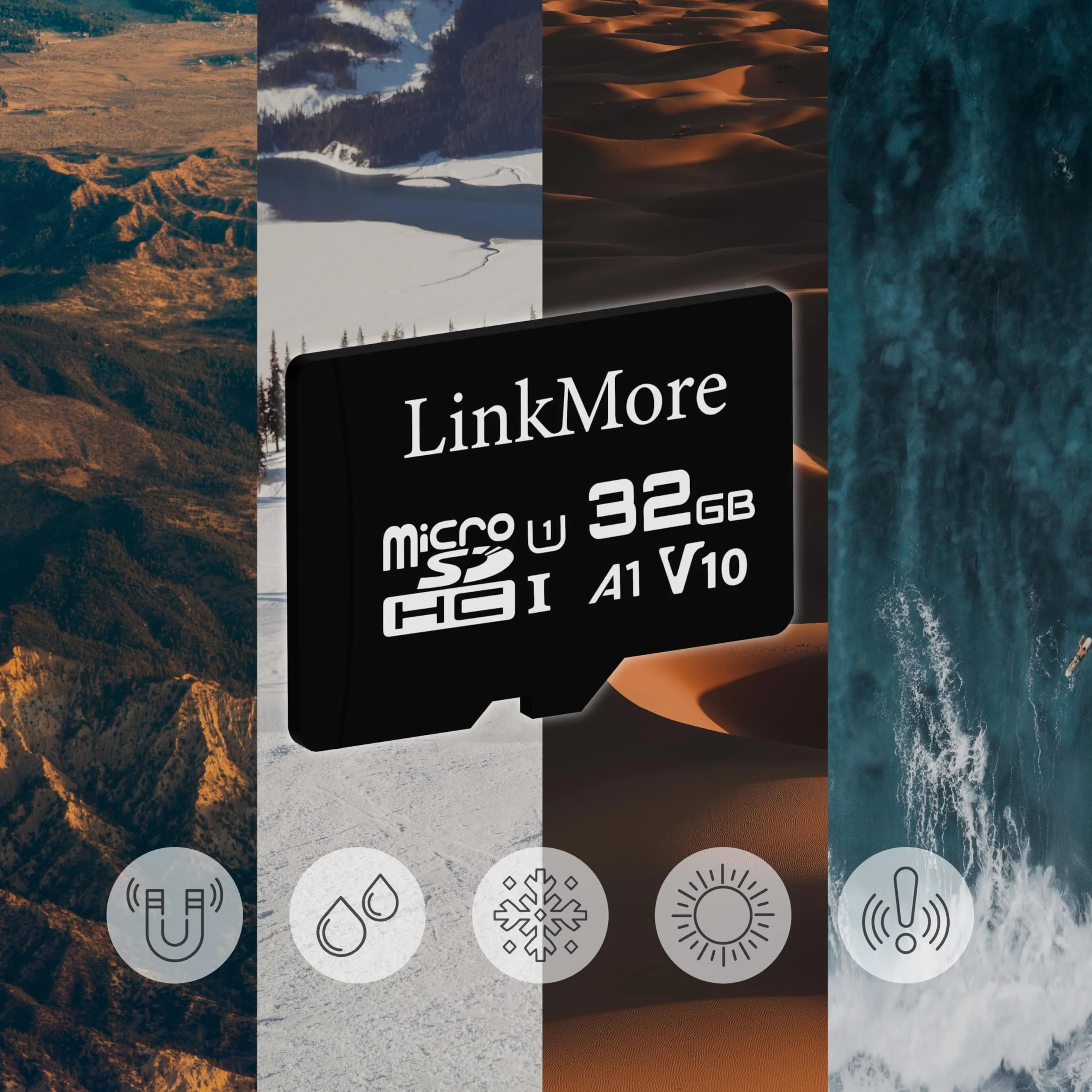 LinkMore XV11 32GB MicroSD Memory Card A1 UHS-I U1 V10 Class 10 90 MB/s SD Adapter