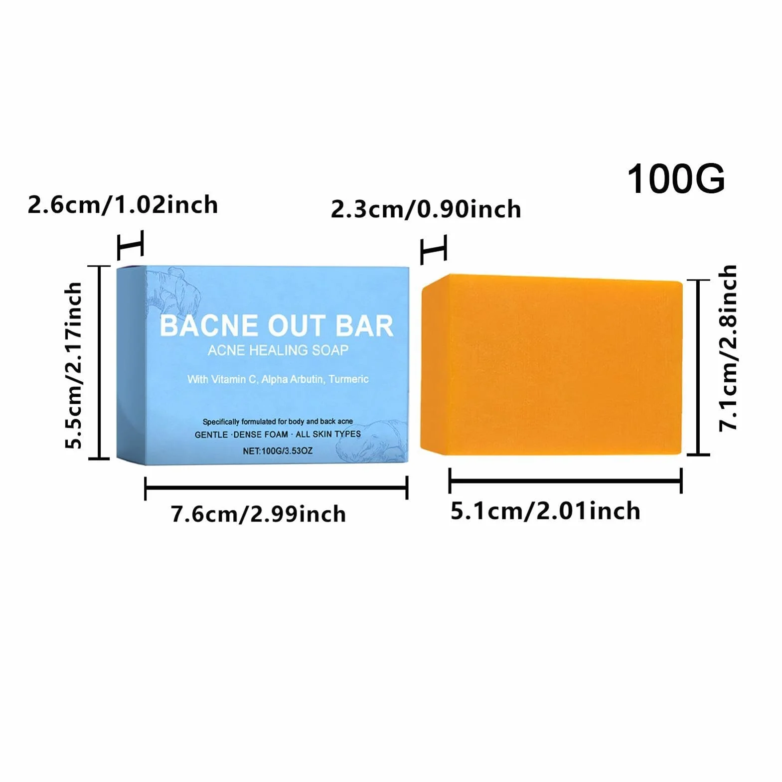 Bacne Out Bar Soap with Turmeric Brightening Body Wash Natural Clean Soap Bar