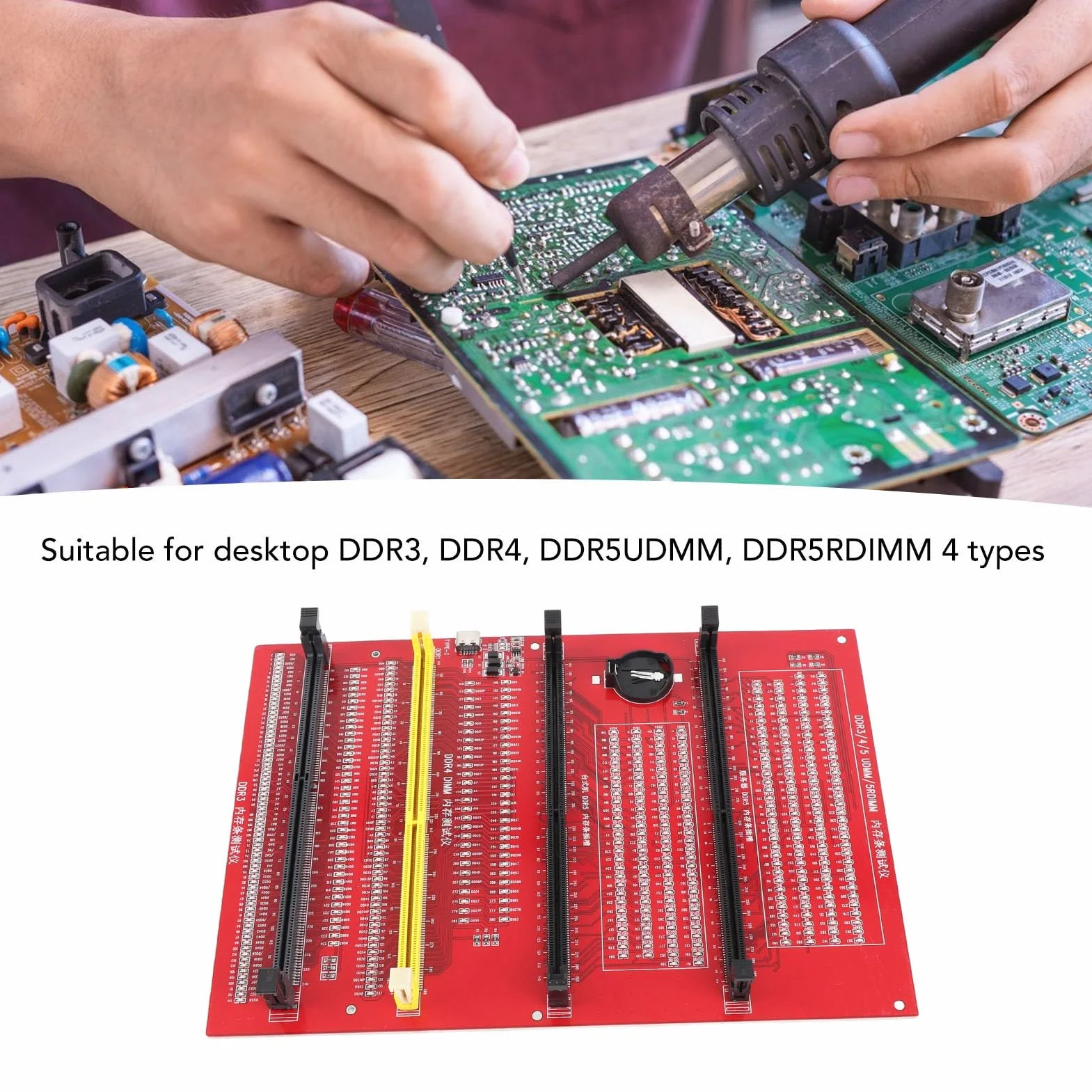 Testeur de Mémoire RAM Portable DDR3 DDR4 DDR5UDMM DDR5RDIMM Double Alimentation LED