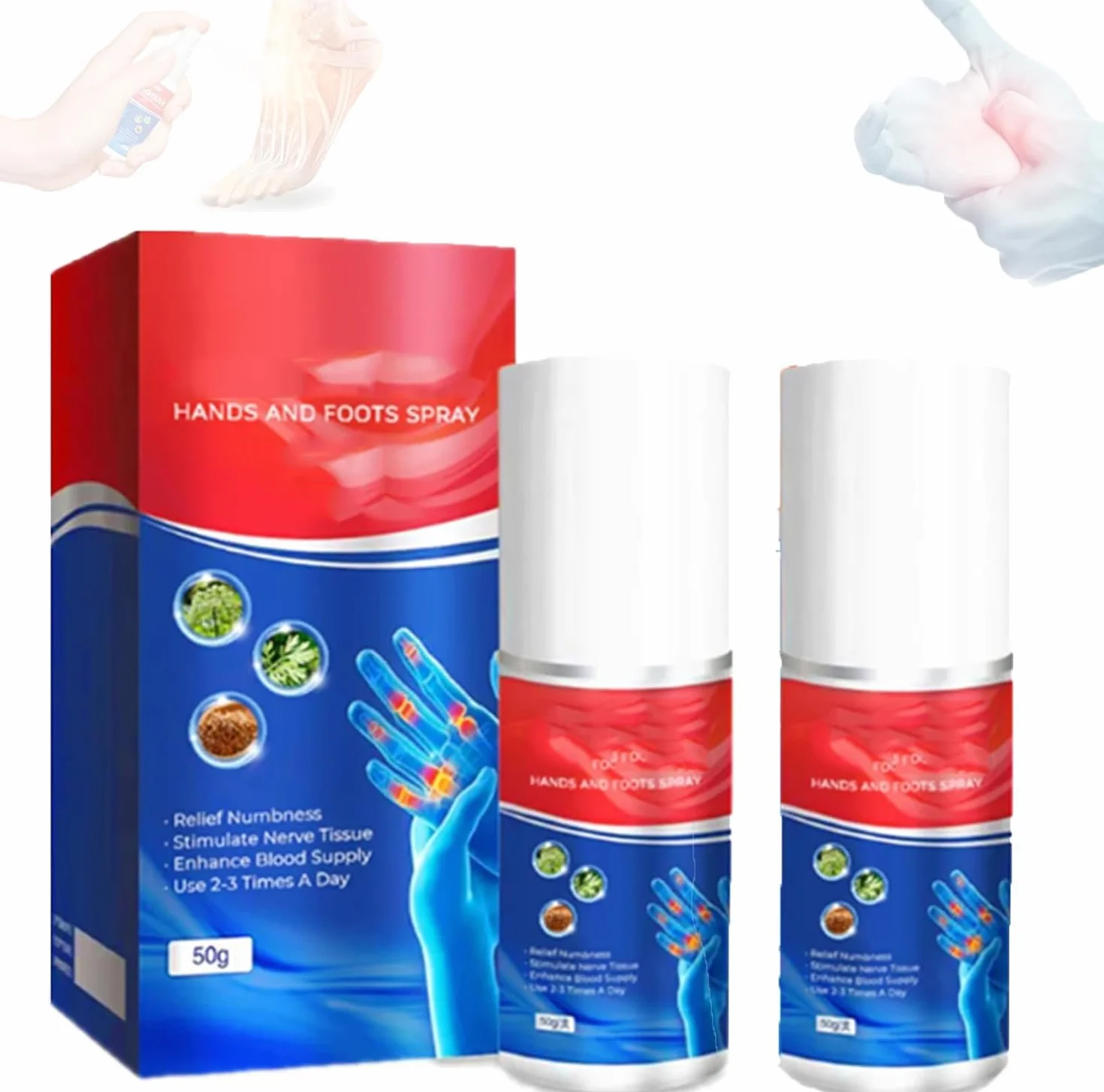 Lot de 2 vaporisateurs pour mains et pieds 50 g Gfouk Numbfix