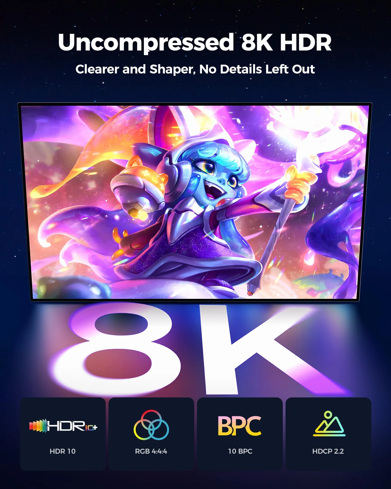 Silkland 8K Câble DisplayPort 1.4 2m VESA Certifié 4K@144Hz 32.4Gbps HDR G-Sync Free-Sync