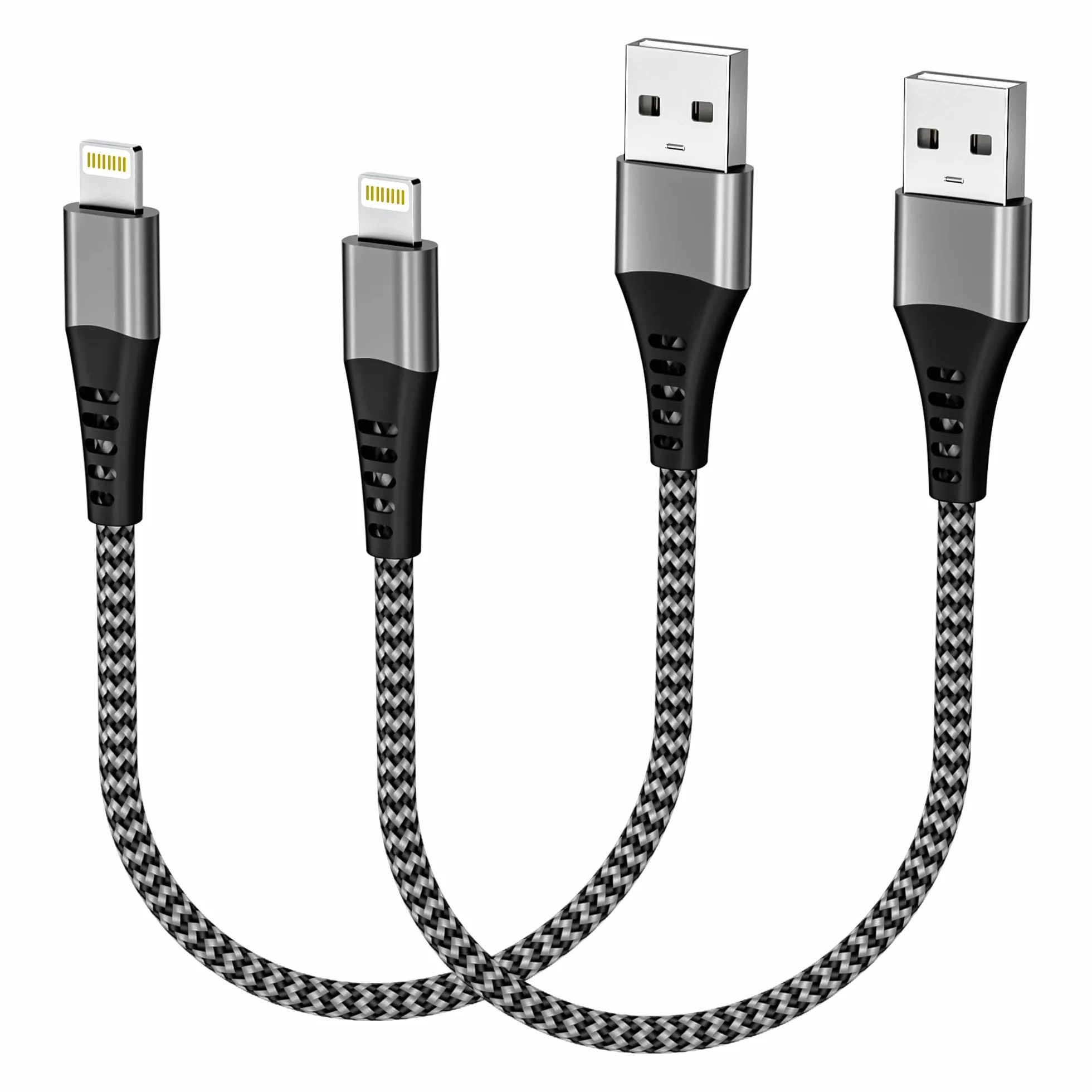 Câble iPhone Court MFi 30cm 2Pack, Câble Lightning USB Charge Rapide Nylon pour iPhone 14/13/12/11/XS MAX/XR/8/7/6/SE