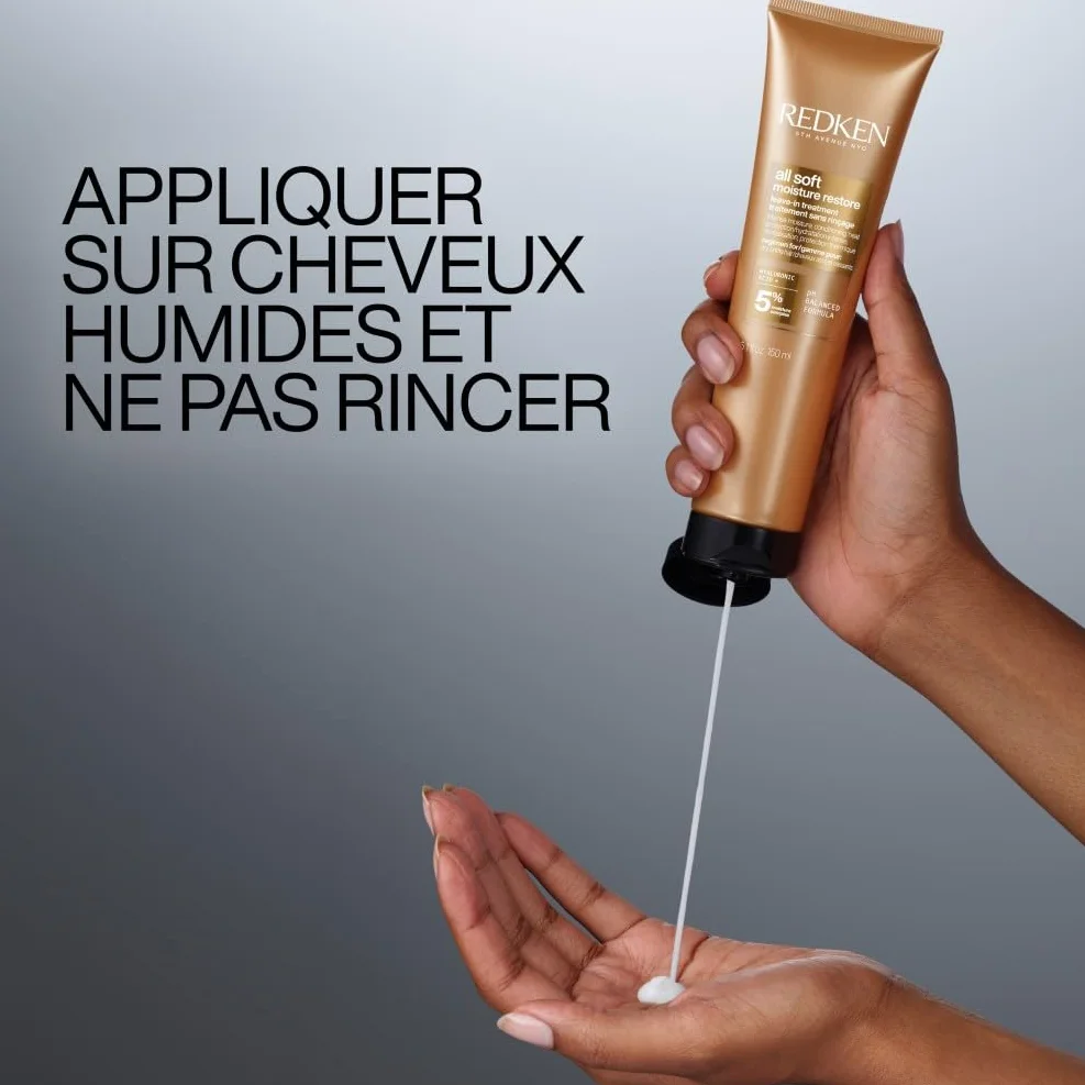 REDKEN Leave In All Soft Soin Thermoprotecteur Sans Rinçage Hydrate Retient l'Humidité 72h Cheveux Secs 150 ml