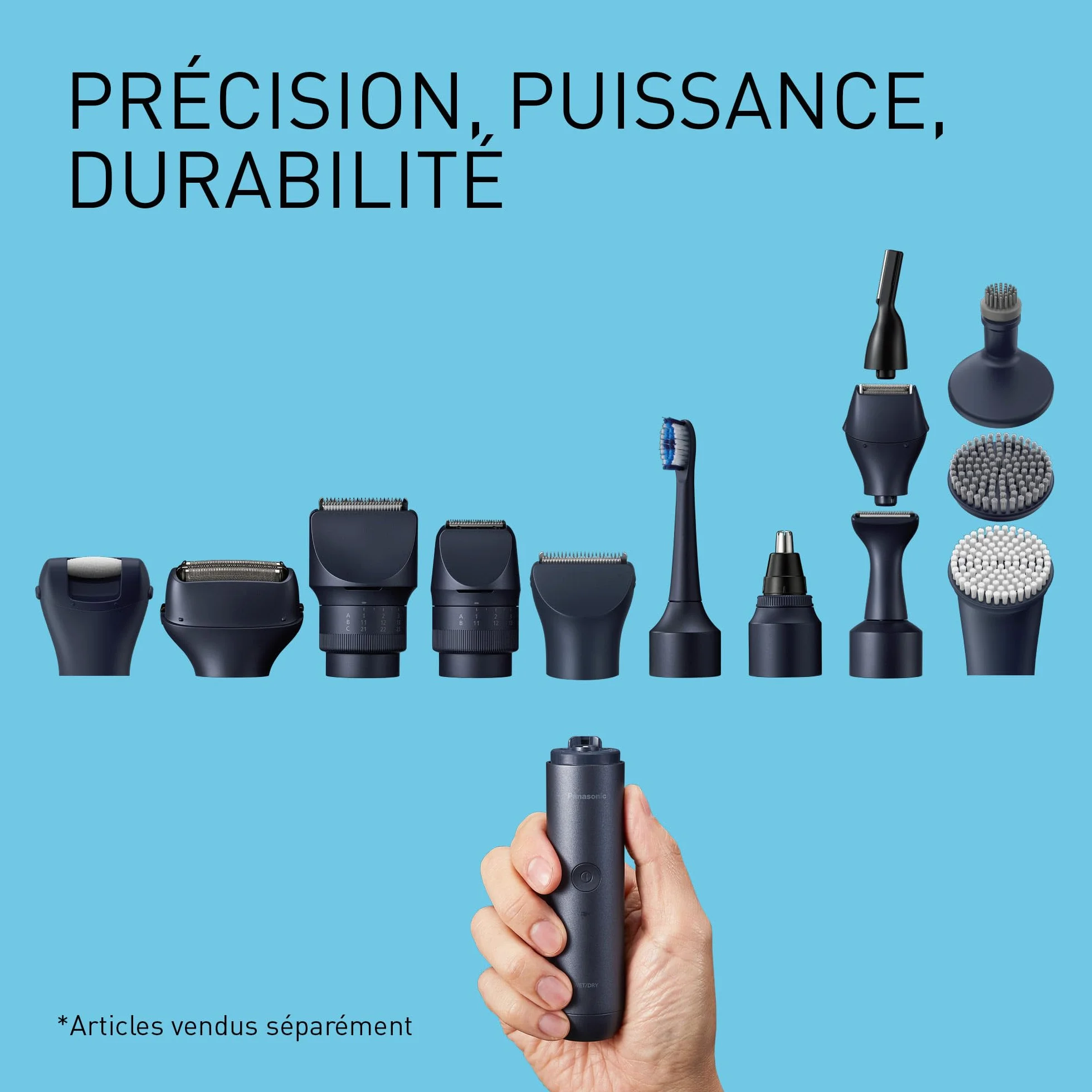 Panasonic ER-CHC1-A301 MULTISHAPE Accessoire Tête de Tondeuse à Cheveux avec lames professionnelles, 15 Réglages de Longueur, 4 Peignes, Noir