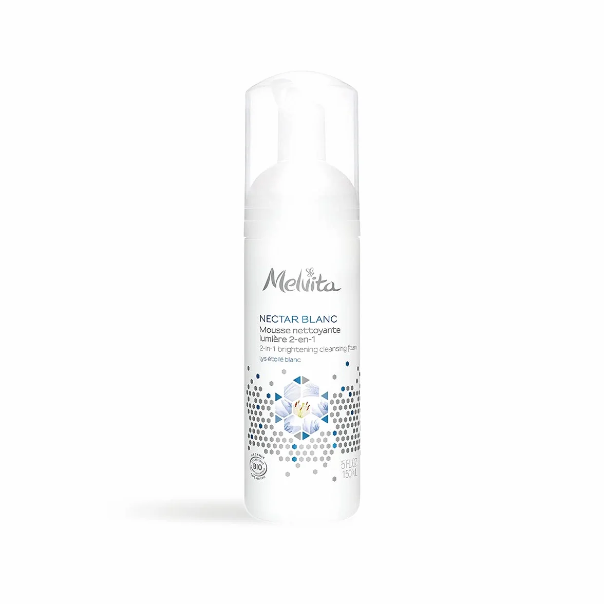 Melvita Mousse Démaquillante Éclat Nectar de Lumière Nettoyant Exfoliant Lys Blanc Étoilé 150 ml