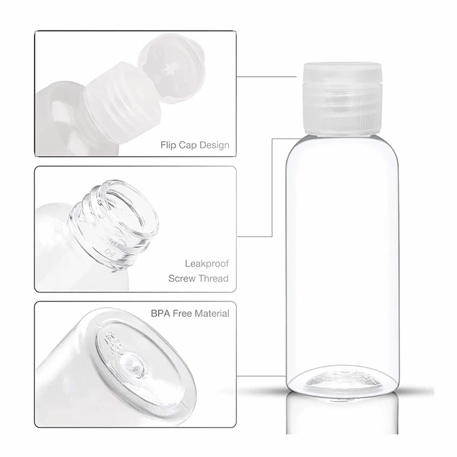 Flacons Vide de Voyage 100ml Bouteilles Plastique avec Entonnoirs pour Cosmétiques Lotion Shampoing