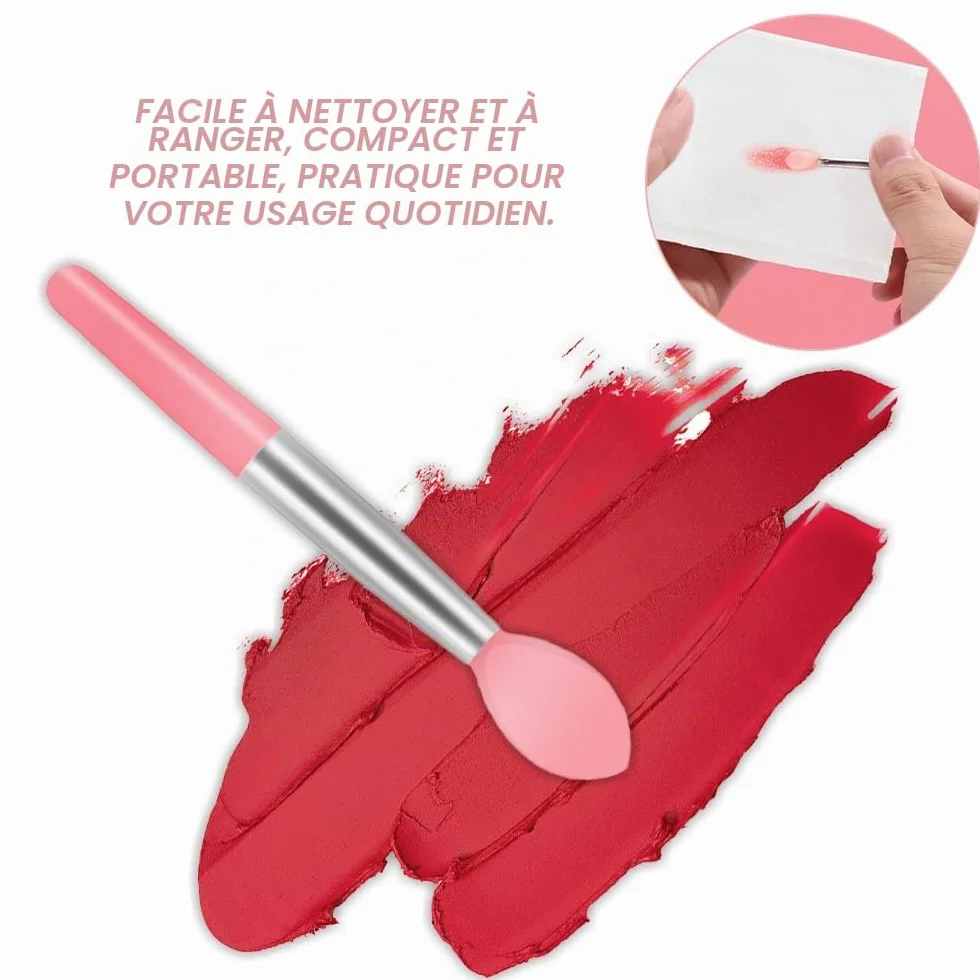 Pinceau à Lèvres en Silicone Double Face, 4 Pcs Mini Portable, Applicateur Baume à Lèvres