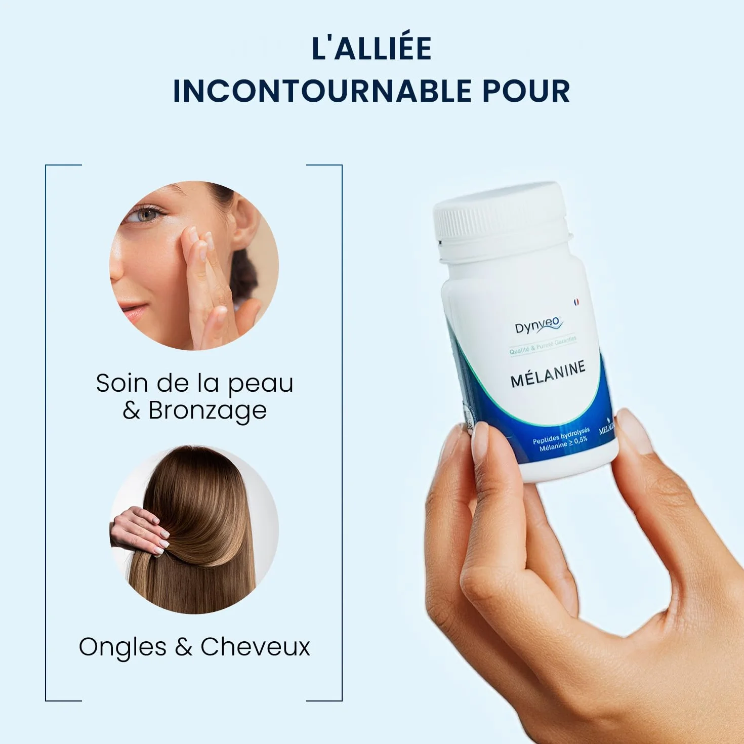 Dynveo Mélanine 350 mg 60 gélules Préparateur solaire Accélérateur de Bronzage Extrait breveté Mélaline® Biodisponibilité 96%