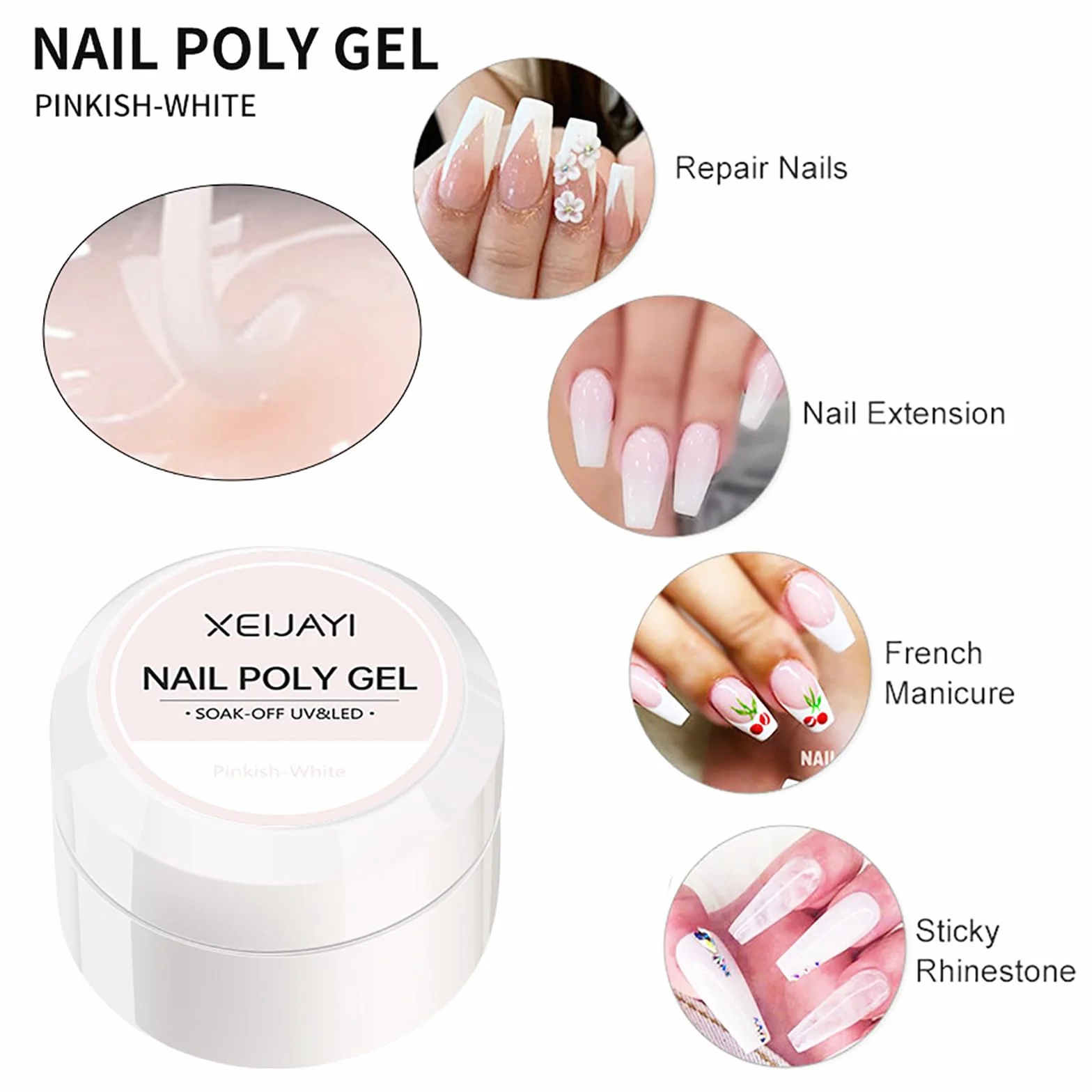 Gel de construction pour ongles Lot de 6 extensions