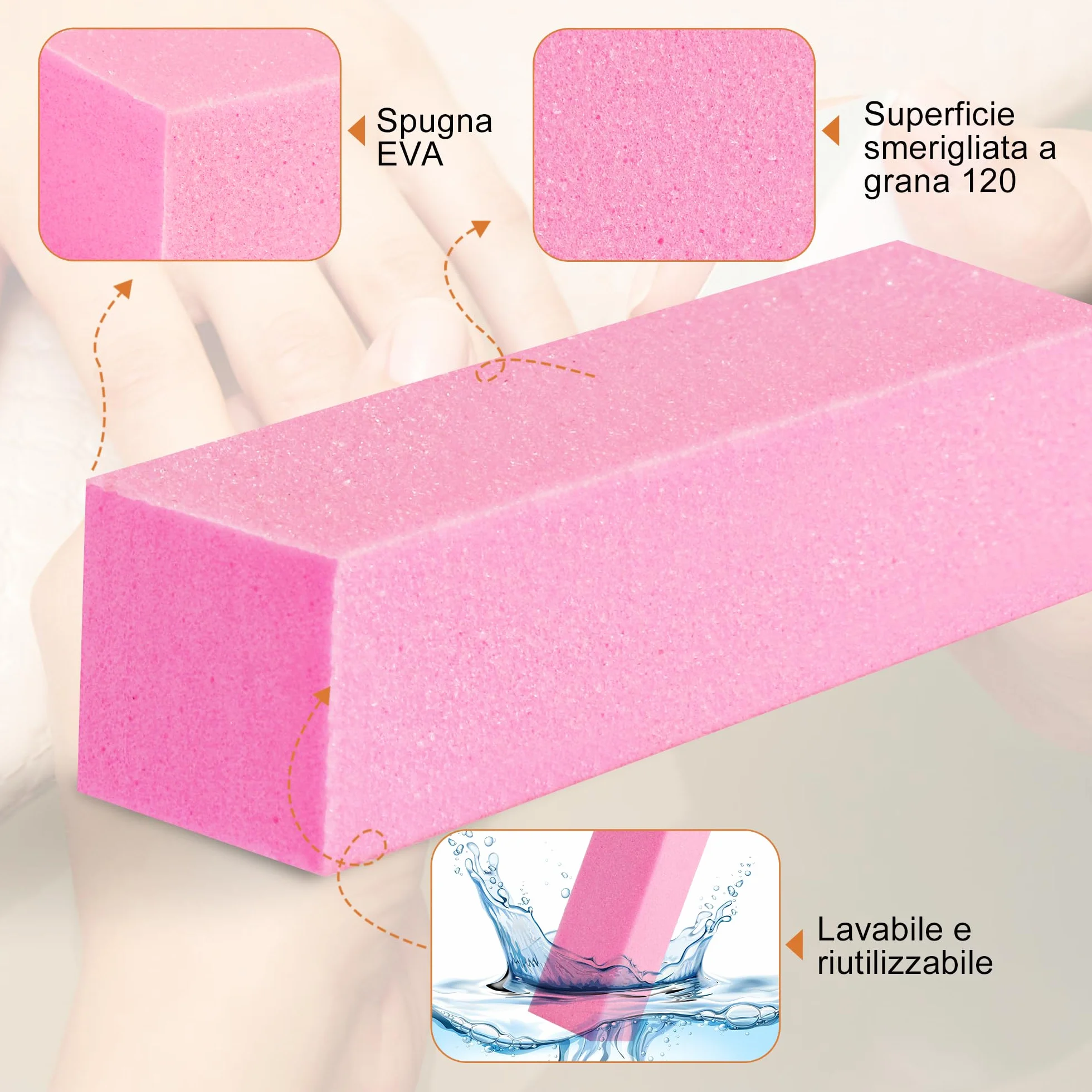 Elalove Lime à Ongles 4 Faces 10 Blocs Polissoirs Professionnels Réutilisable Manucure Pédicure