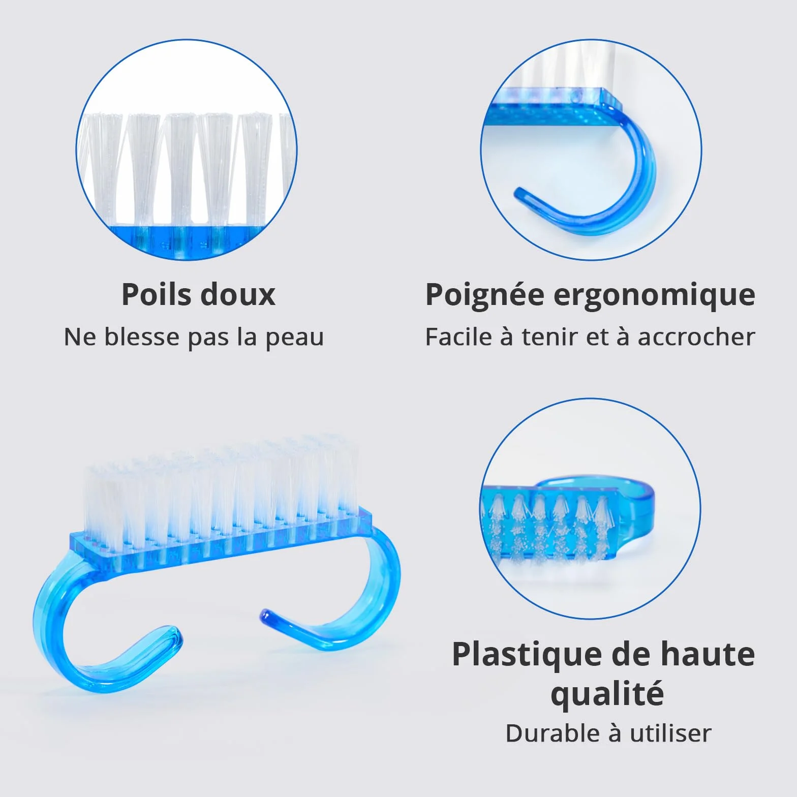 Brosse Ongle 4 Pièces Poignée Plastique Nettoyage Ongles Nail Art
