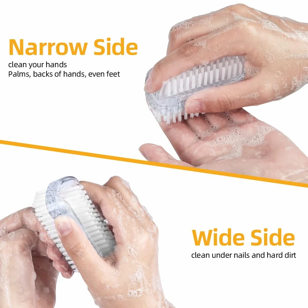 Brosse à Ongle Double Face 2 Pièces, Brosse de Nettoyage en Plastique pour Cuticules et Ongles