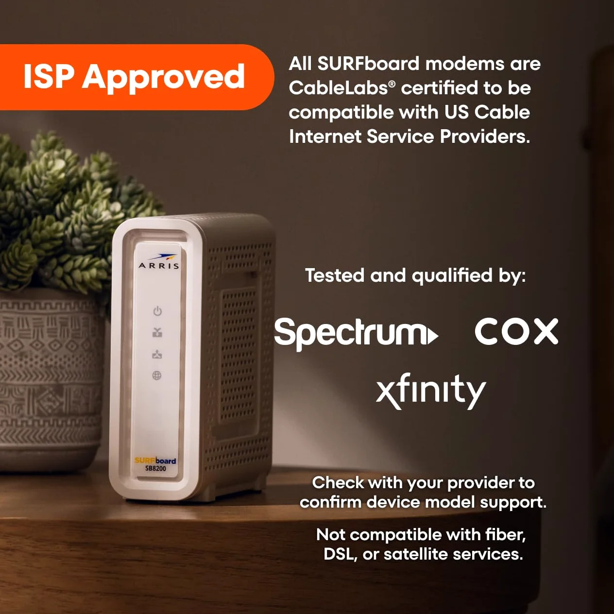ARRIS (SB8200) - Modem câble - DOCSIS 3.1 rapide, approuvé pour Comcast Xfinity, Cox, Charter Spectrum et plus | Vitesse Internet maximale de 1 Gbit/s, 4 canaux OFDM