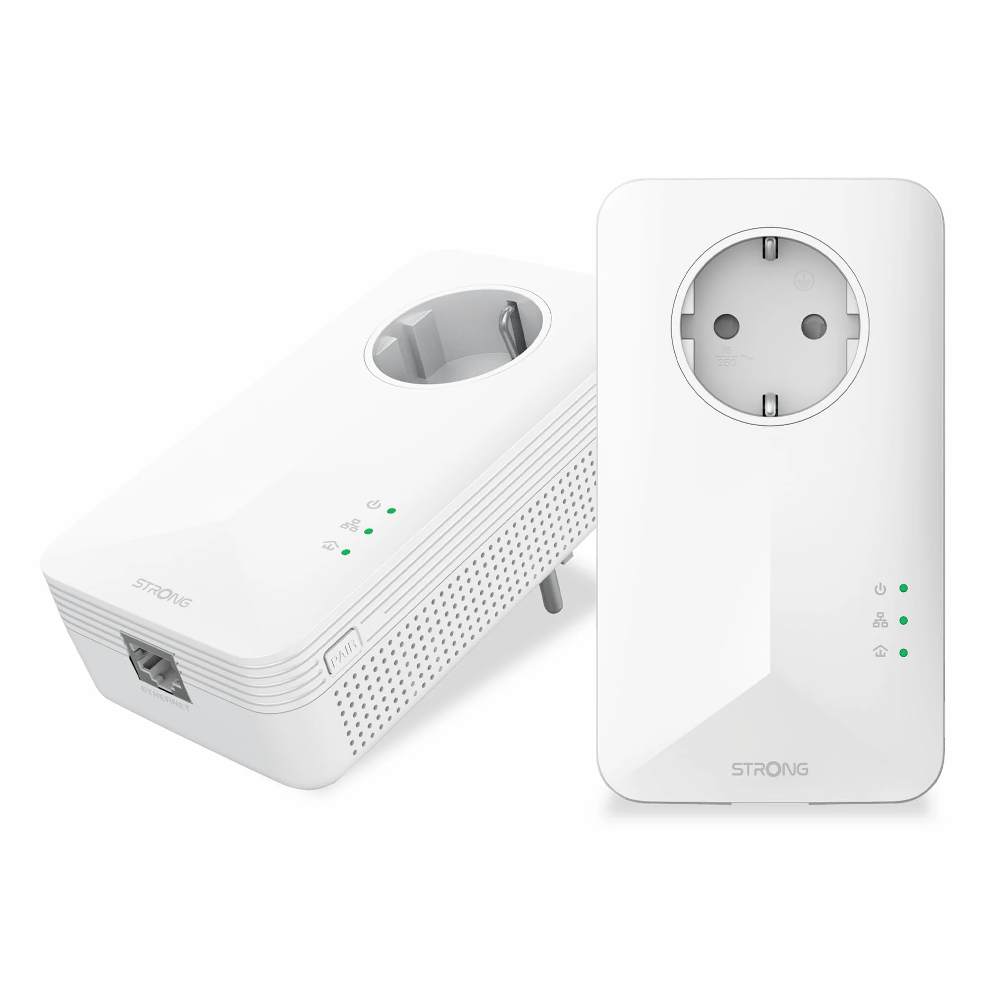 Strong AV1000 Powerline Kit Adaptateur avec Prise, HomePlug AV2 Powerline Ethernet Extension, Ports Gigabit LAN, Plug & Play, Mode économie d'énergie, idéal pour Le Streaming multimédia