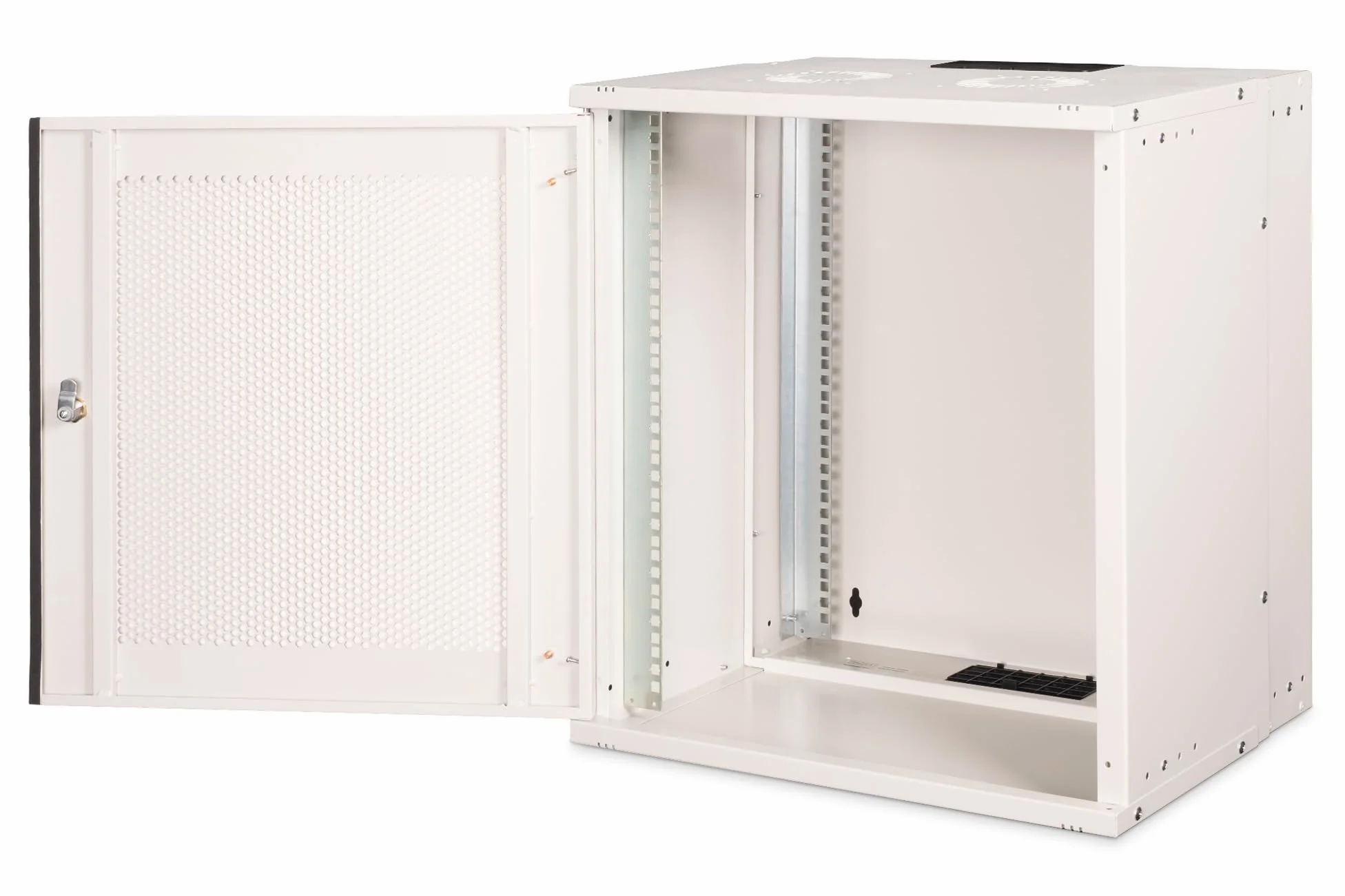 DIGITUS Armoire réseau – 19 Pouces, 12U – Non montée – Soho Pro – Gris | Profondeur 400 mm – Profondeur utile 319,25 mm – Montage mural – Capacité de charge 60 kg – Porte en acier perforé