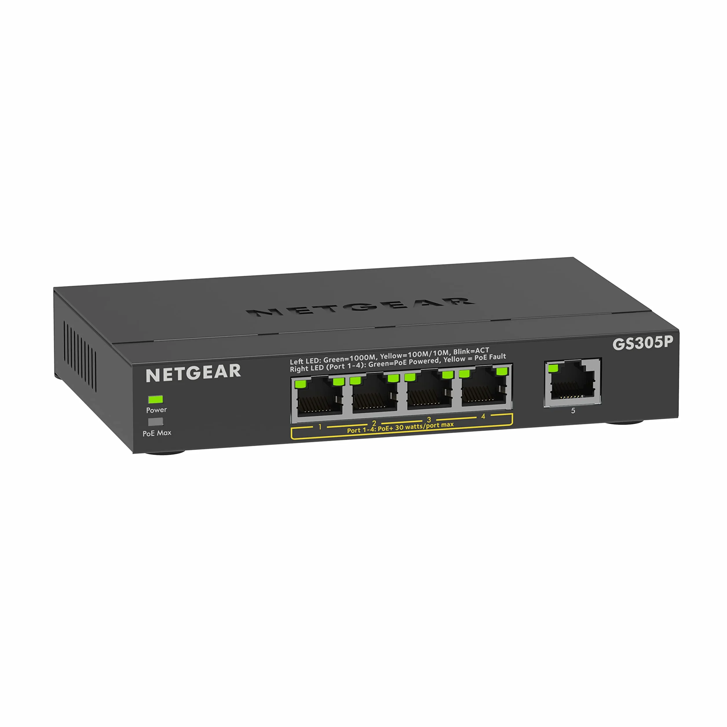 NETGEAR Switch 5 Ports Gigabit Ethernet PoE GS305PV3 4 PoE+ 63 W