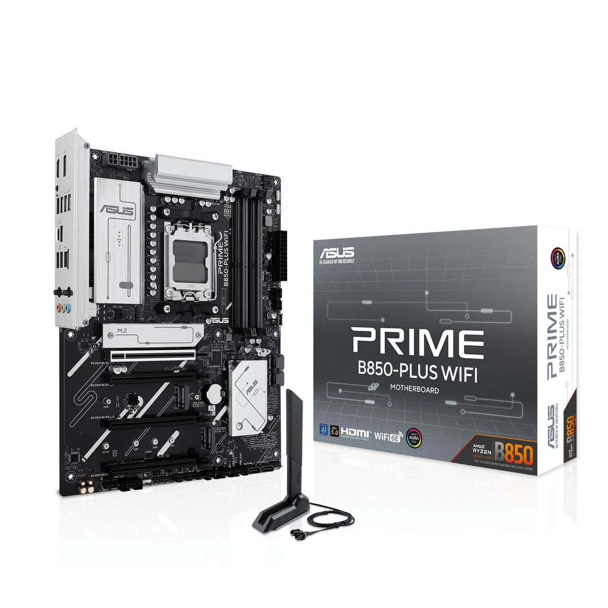 ASUS Prime B850-PLUS WiFi, Carte mère AMD ATX, 8+2+1 Phases d'alimentation, Emplacement DDR5, PCIe 5.0, 3 emplacements M.2, Wi-FI 6E, Ethernet Realtek 2,5 GB, DisplayPort, HDMI, USB-A et USB-C 10