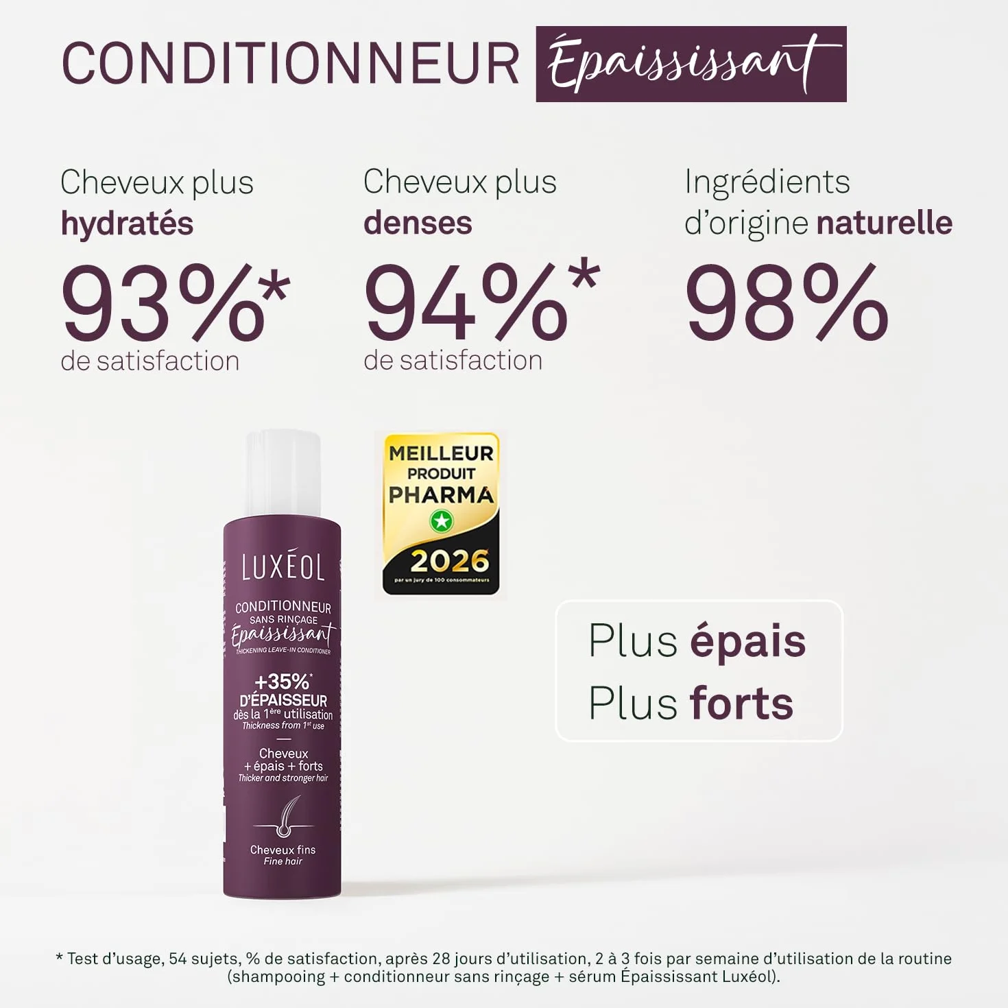 LUXEOL Conditionneur Epaississant Sans Rinçage 150 ml Algue Rouge Protéine de Riz Acide Hyaluronique